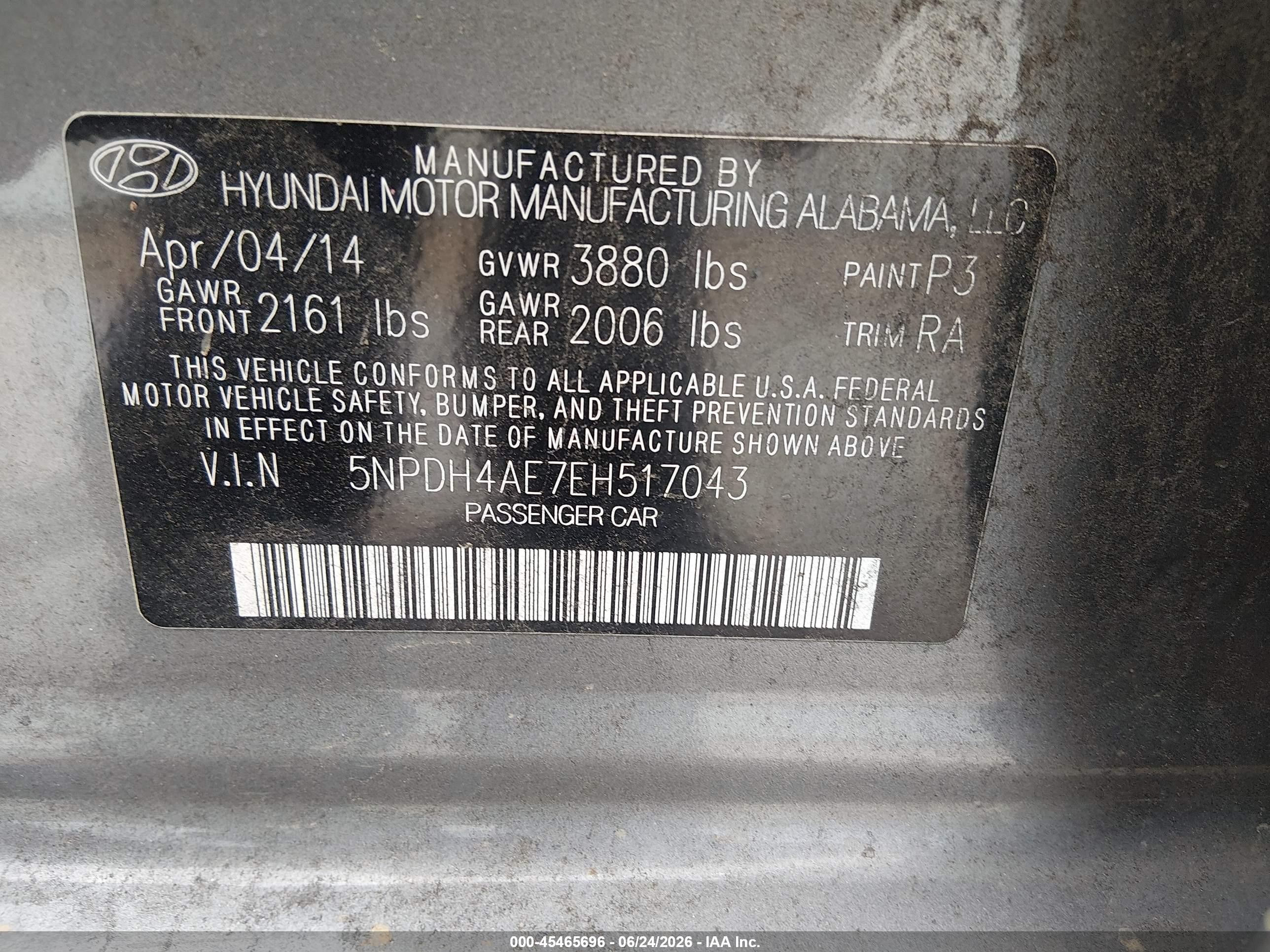 2014 Hyundai Elantra Se Gray vin: 5NPDH4AE7EH517043