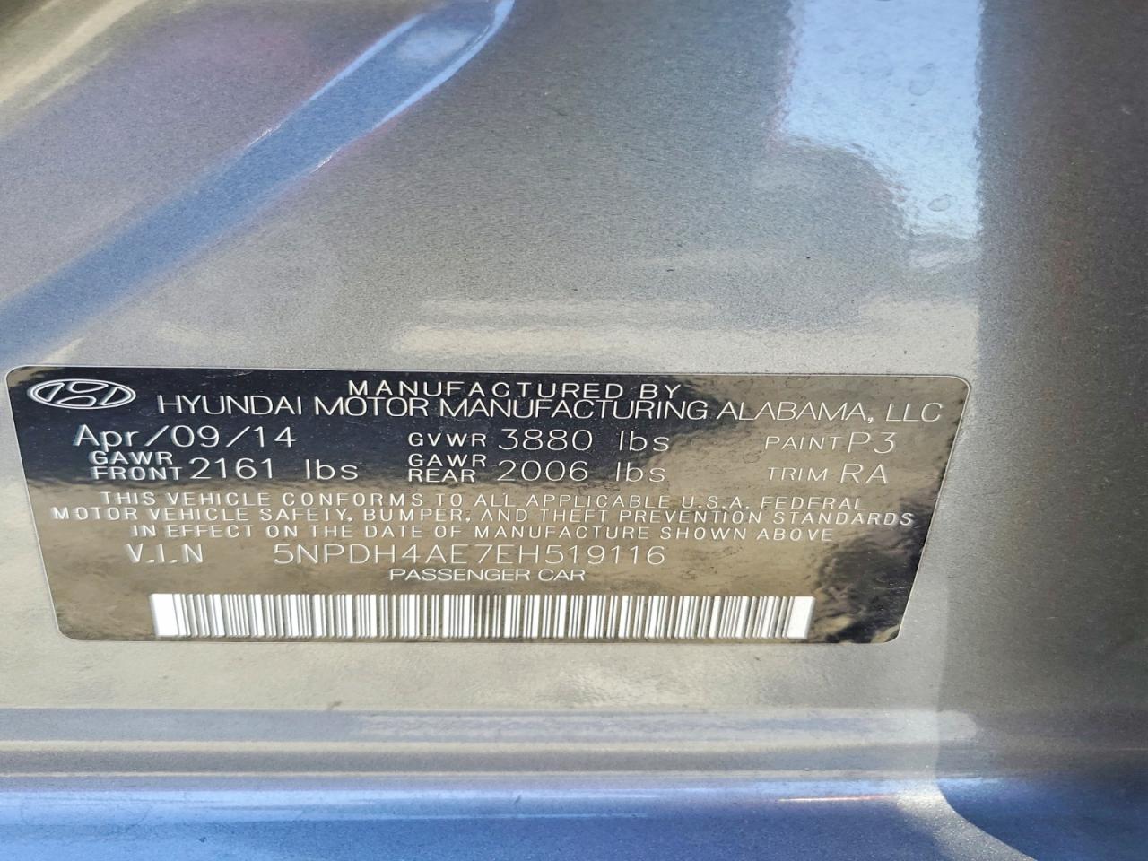 2014 Hyundai Elantra Se Silver vin: 5NPDH4AE7EH519116