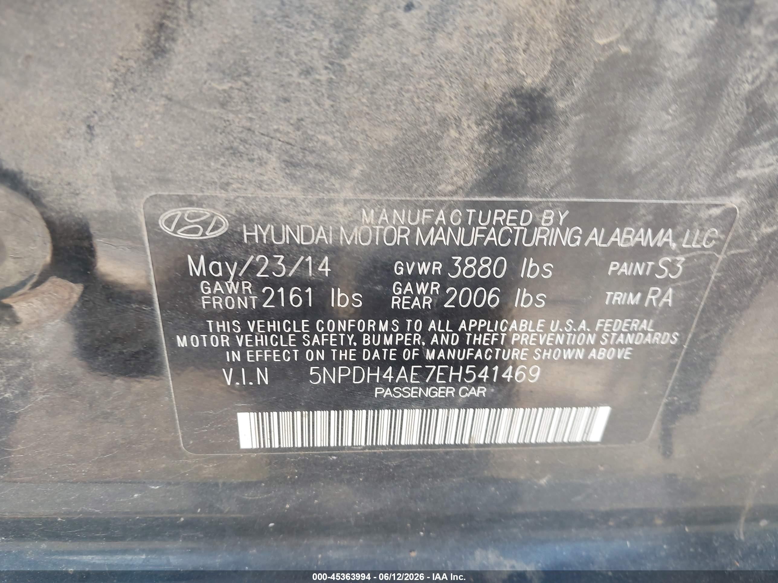 2014 Hyundai Elantra Se Черный vin: 5NPDH4AE7EH541469