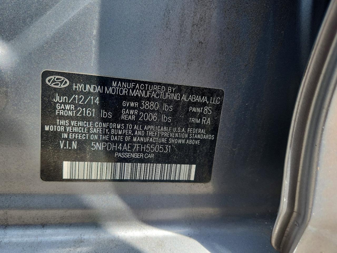 2015 Hyundai Elantra Se Серый vin: 5NPDH4AE7FH550531