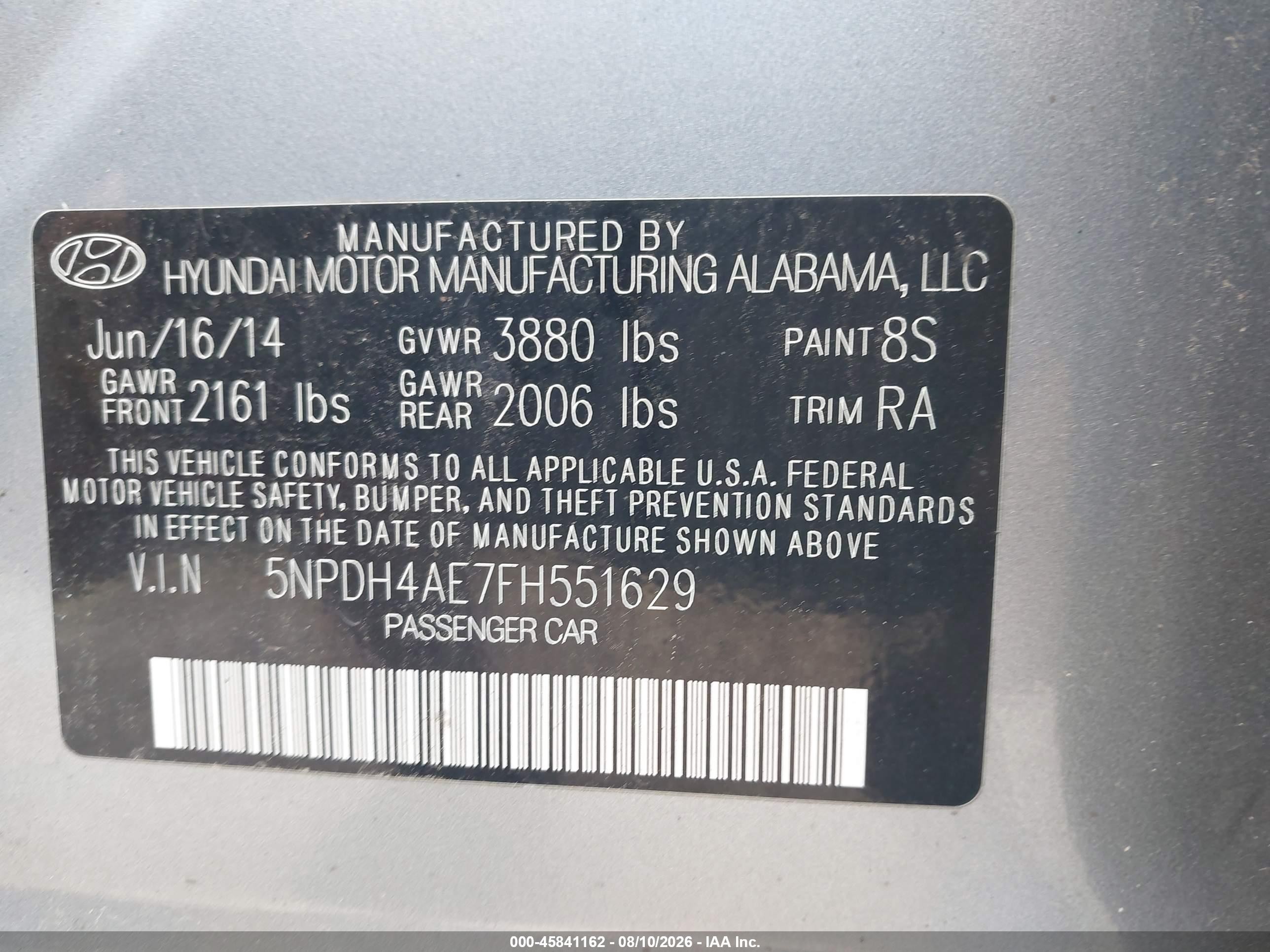 2015 Hyundai Elantra Se Silver vin: 5NPDH4AE7FH551629