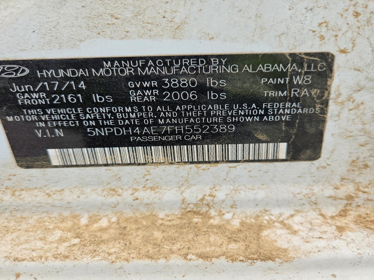 2015 Hyundai Elantra Se Белый vin: 5NPDH4AE7FH552389