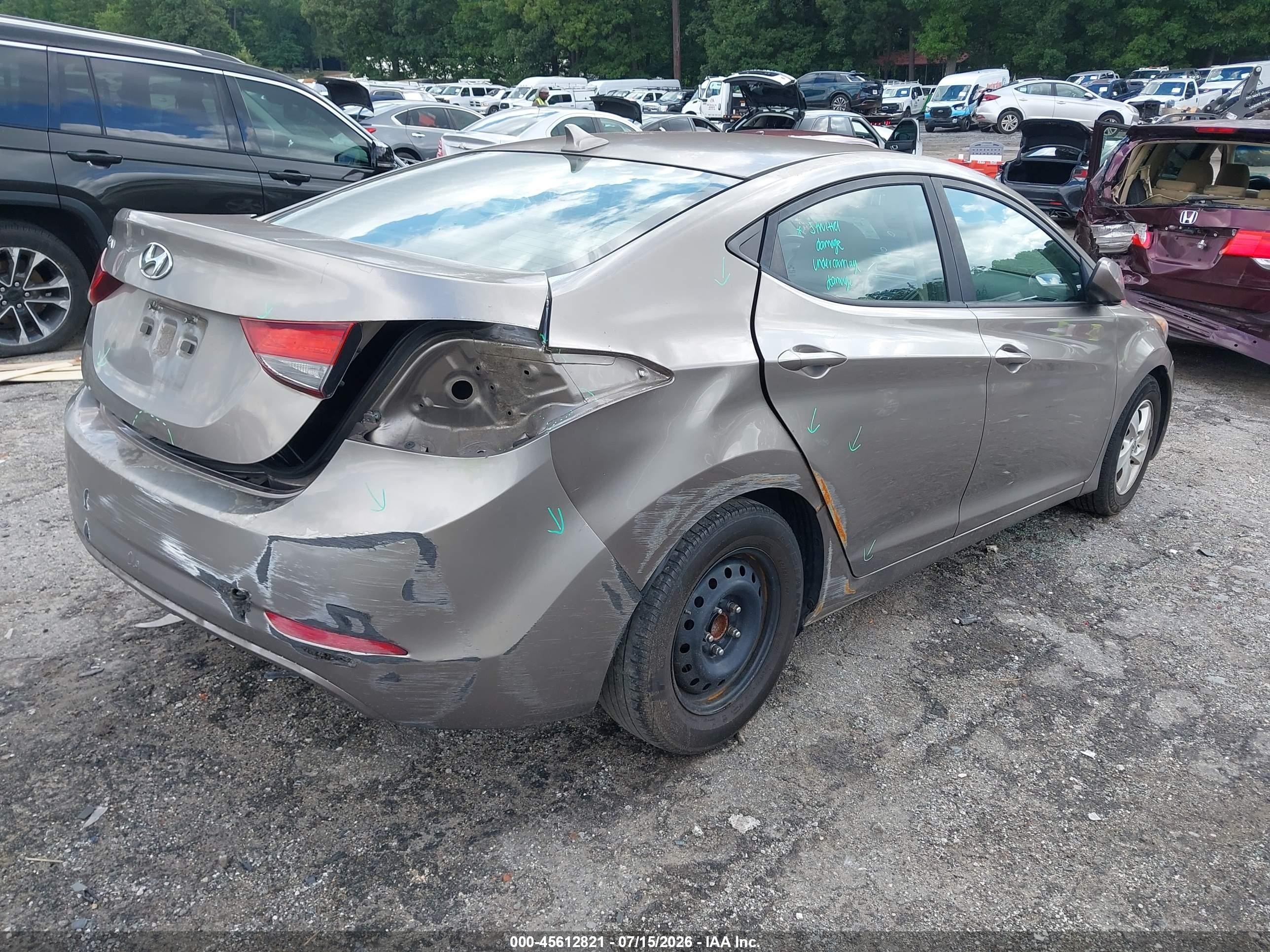 2015 Hyundai Elantra Se Tan vin: 5NPDH4AE7FH554790