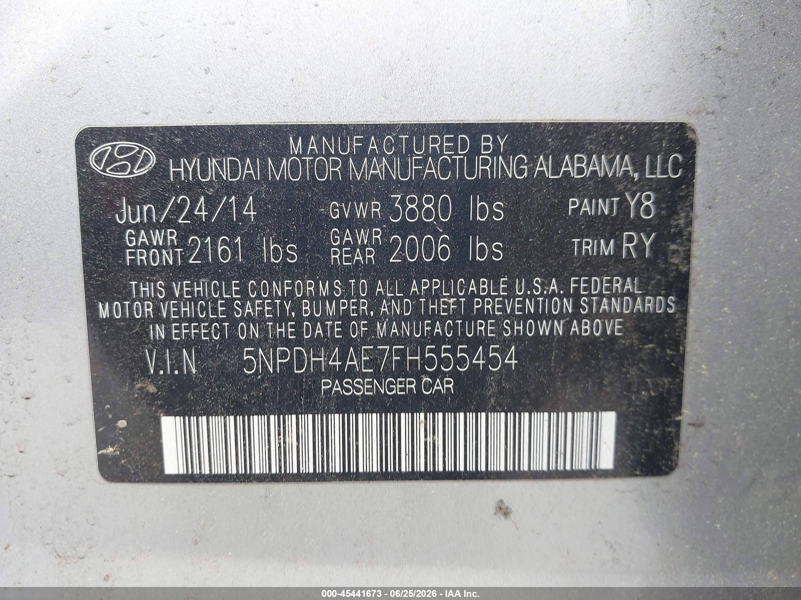 2015 Hyundai Elantra Se Silver vin: 5NPDH4AE7FH555454