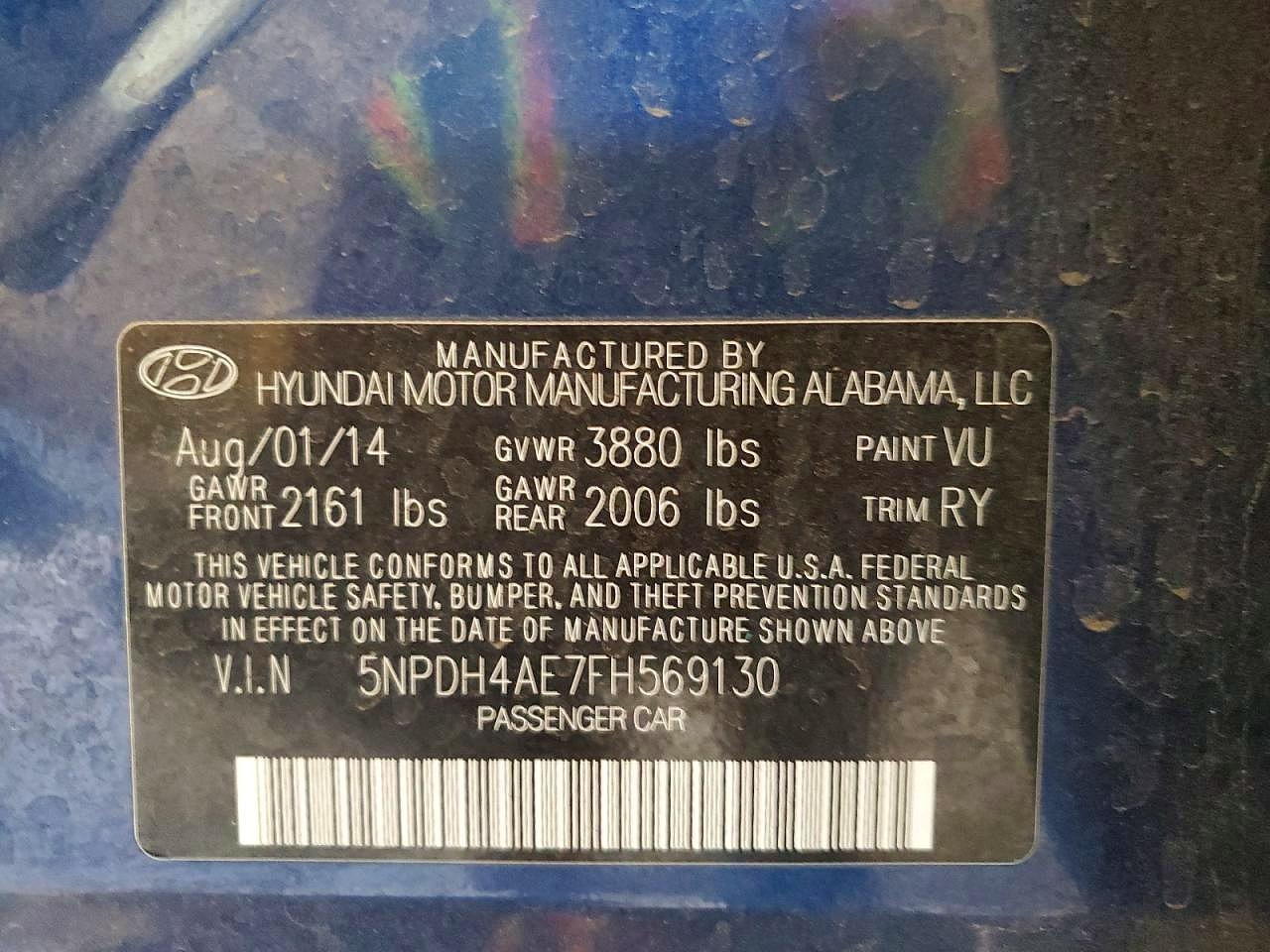 2015 Hyundai Elantra Se Blue vin: 5NPDH4AE7FH569130