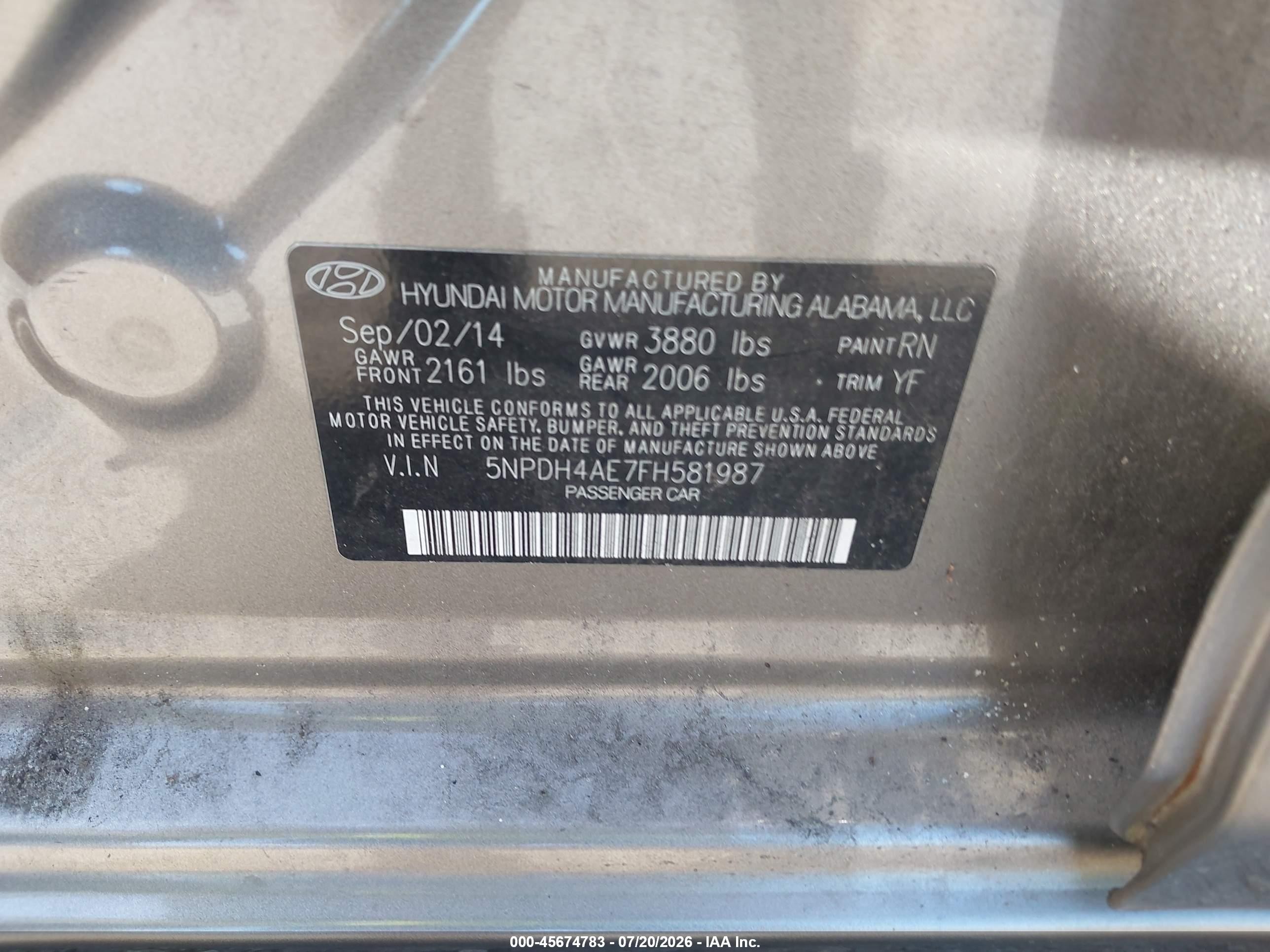 2015 Hyundai Elantra Se Brown vin: 5NPDH4AE7FH581987