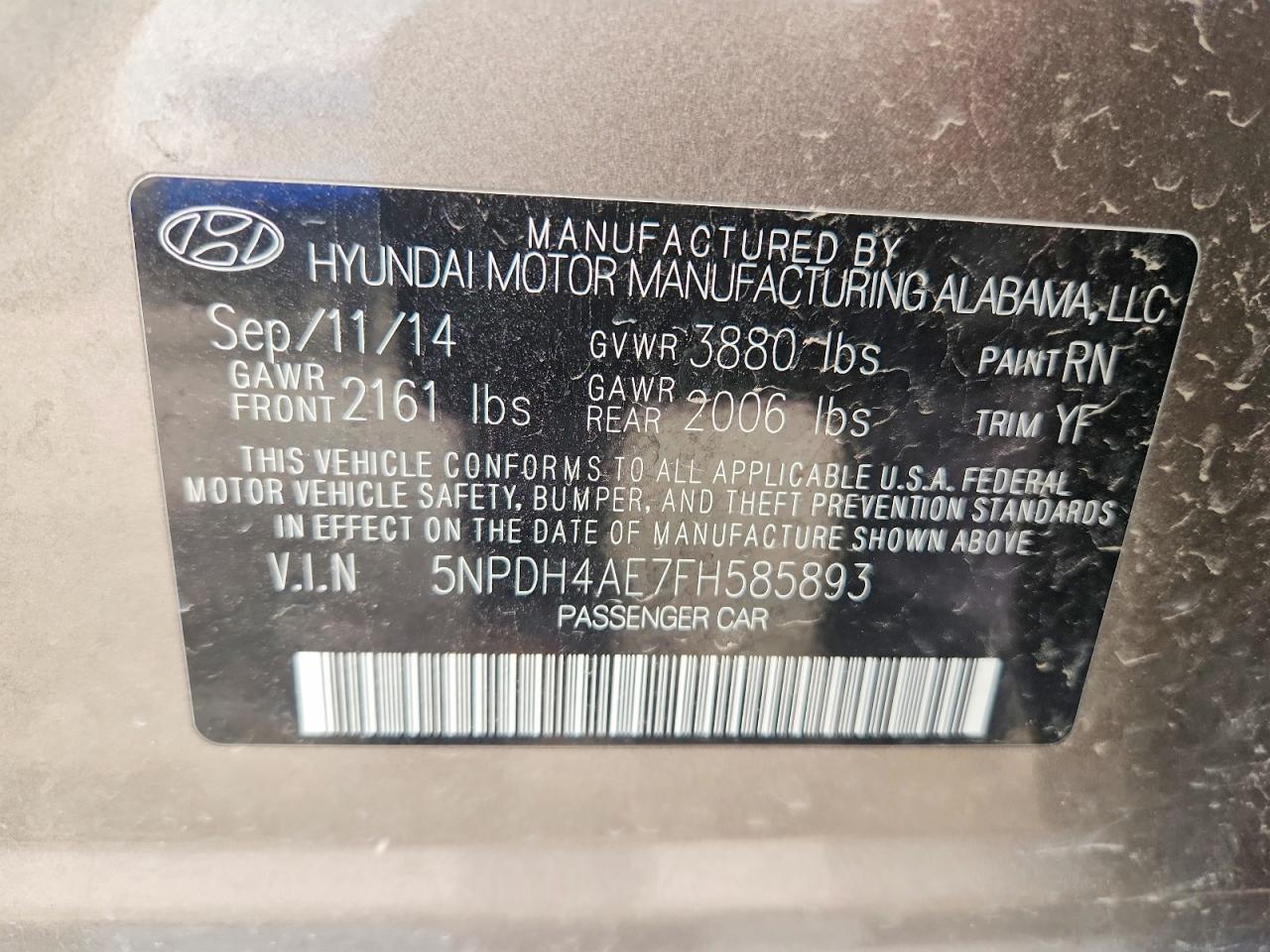 2015 Hyundai Elantra Se Желто-коричневый vin: 5NPDH4AE7FH585893