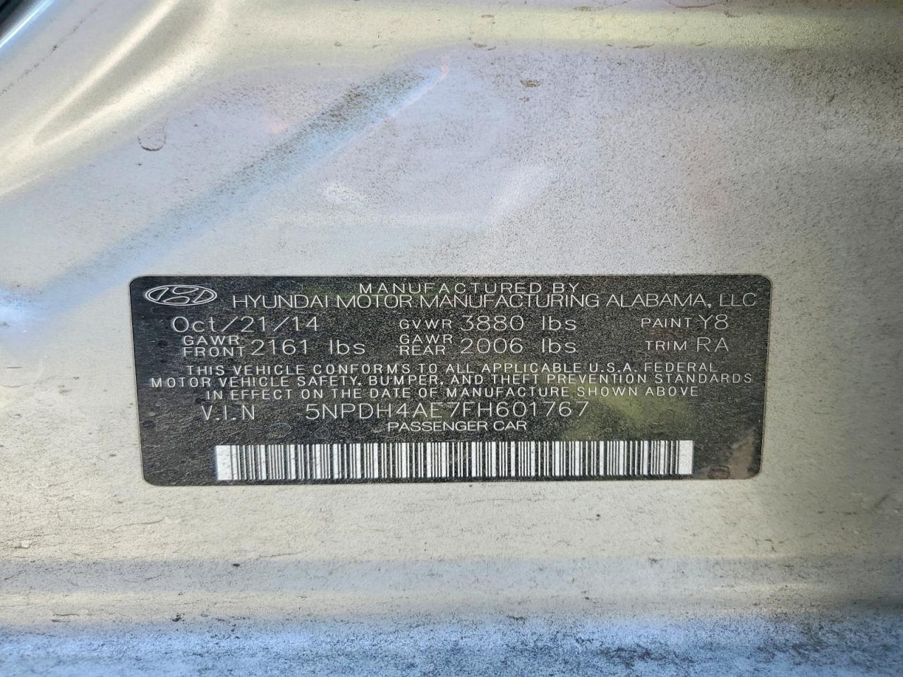 2015 Hyundai Elantra Se Silver vin: 5NPDH4AE7FH601767