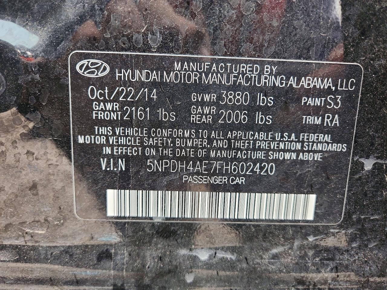 2015 Hyundai Elantra Se Black vin: 5NPDH4AE7FH602420