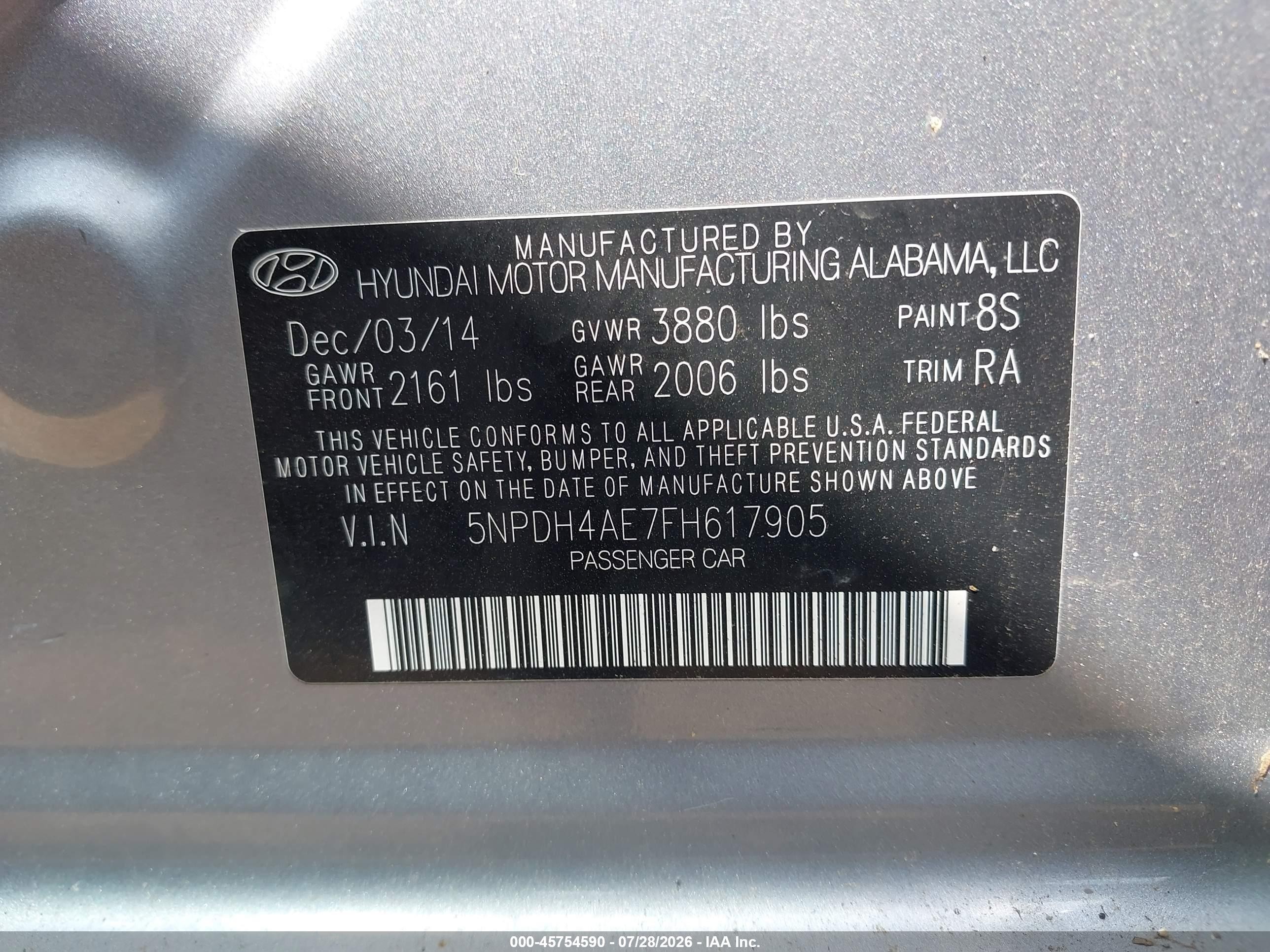 2015 Hyundai Elantra Se Silver vin: 5NPDH4AE7FH617905
