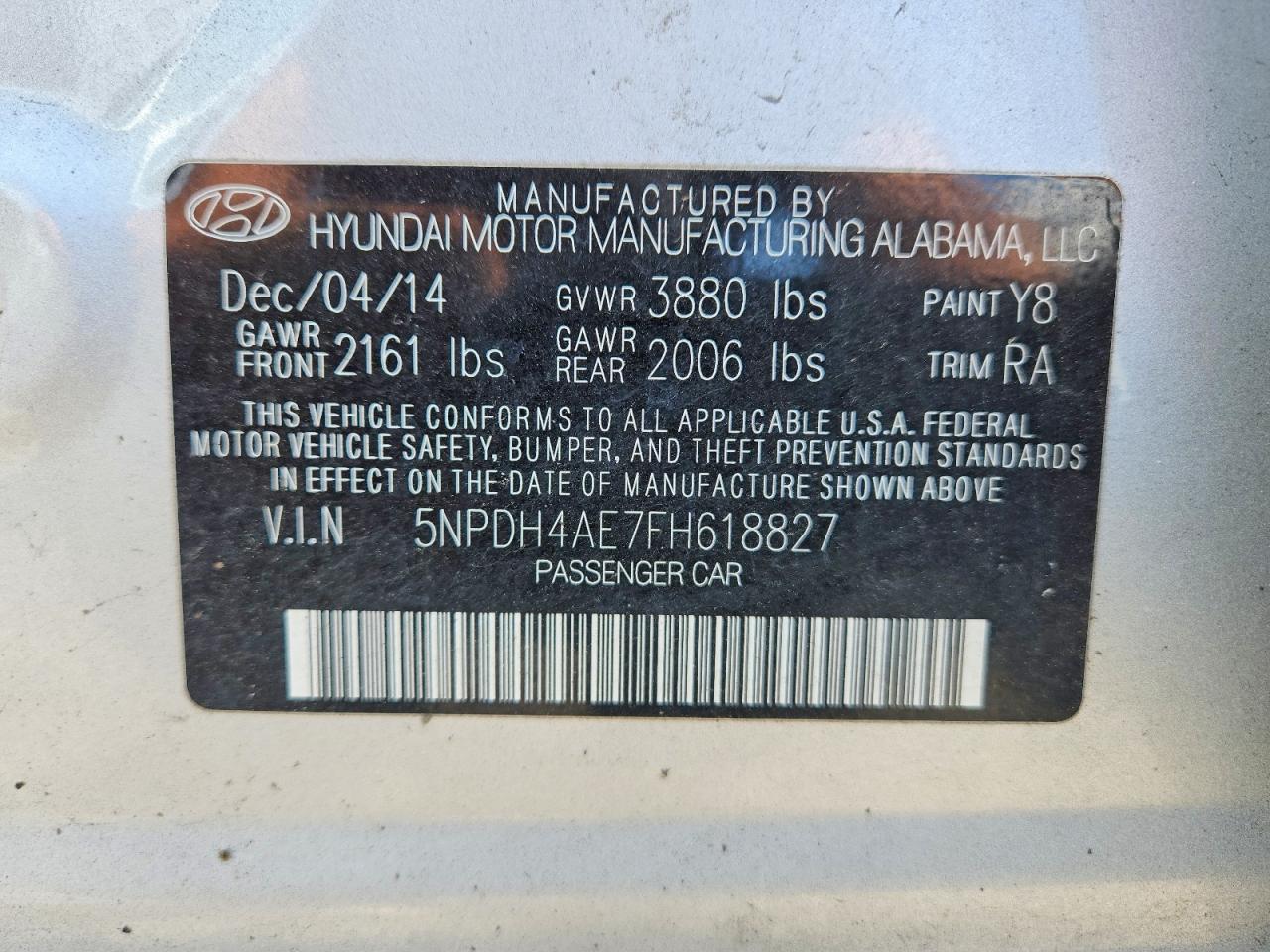 2015 Hyundai Elantra Se Silver vin: 5NPDH4AE7FH618827