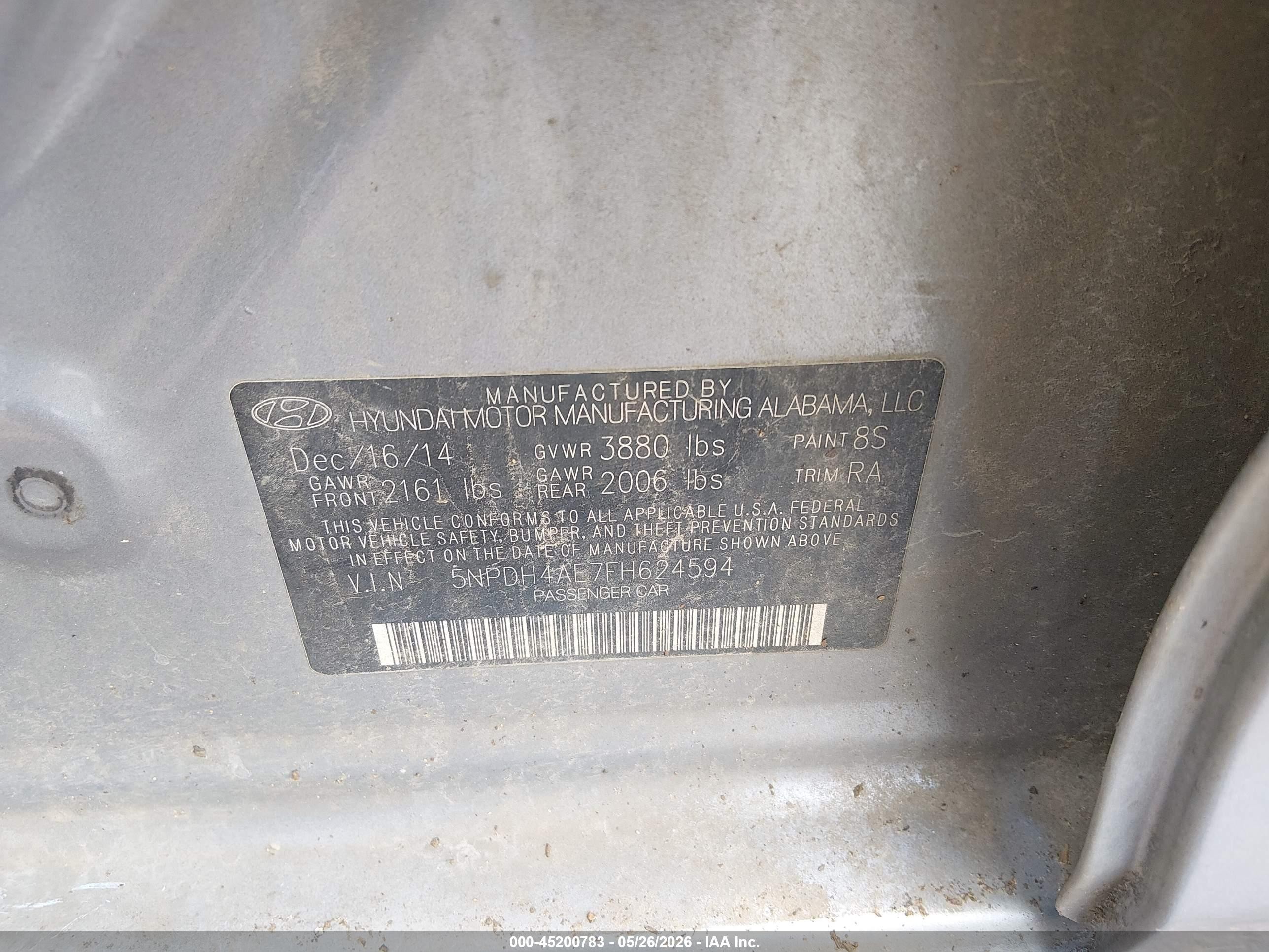 2015 Hyundai Elantra Se Серебряный vin: 5NPDH4AE7FH624594