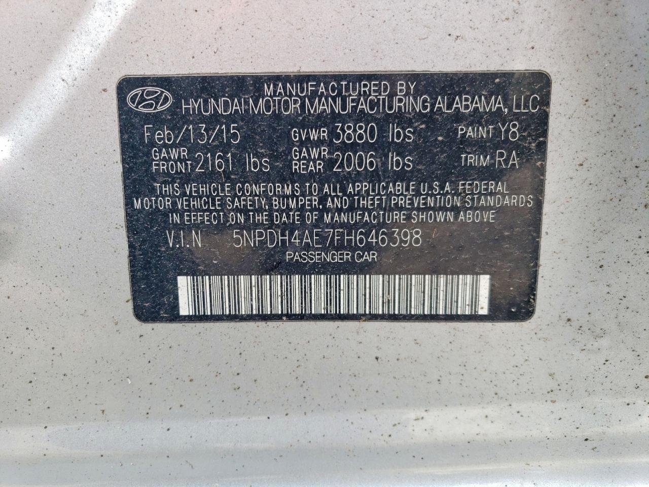 2015 Hyundai Elantra Se Серебряный vin: 5NPDH4AE7FH646398
