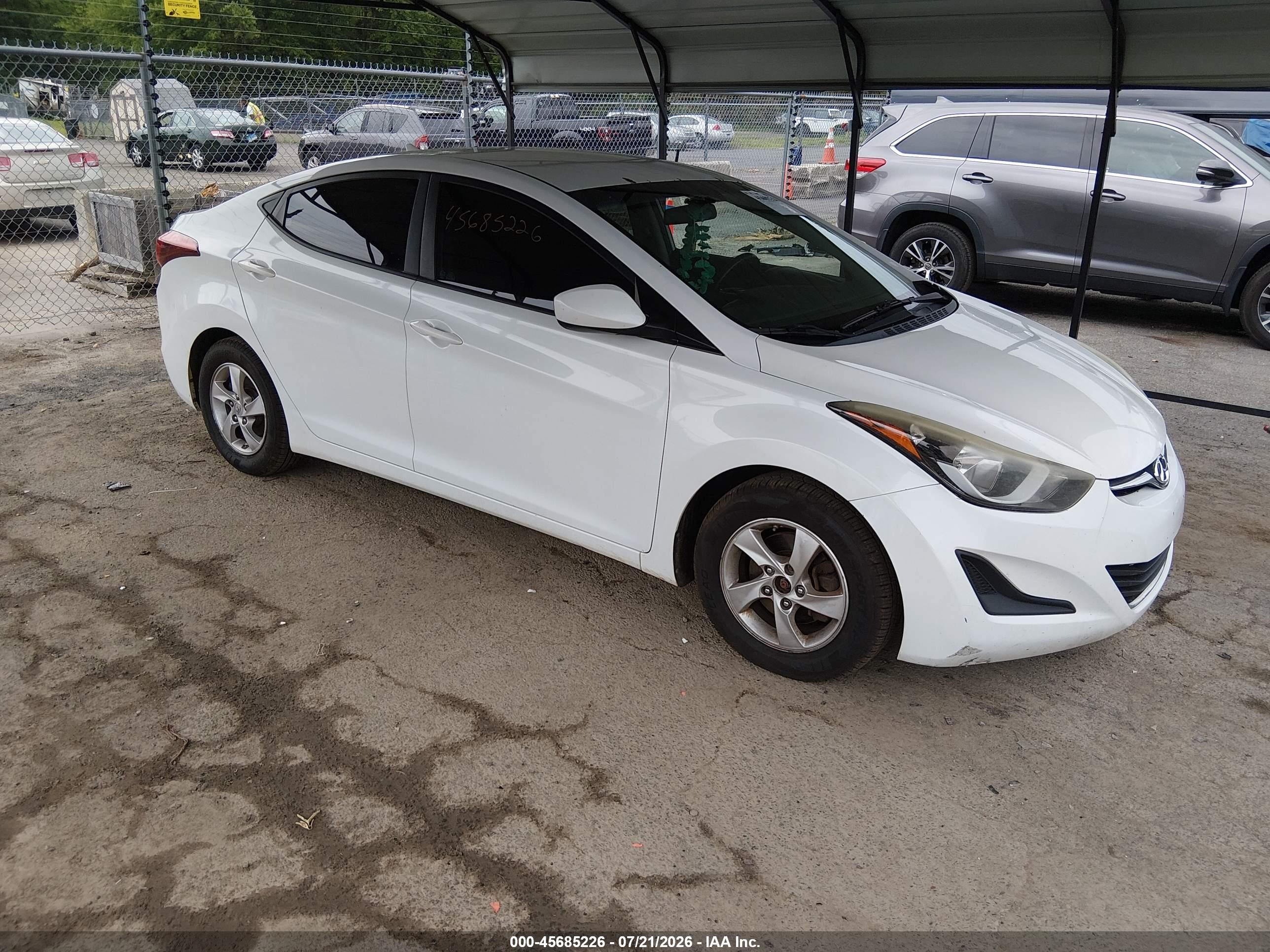 2015 Hyundai Elantra Se White vin: 5NPDH4AE7FH648409
