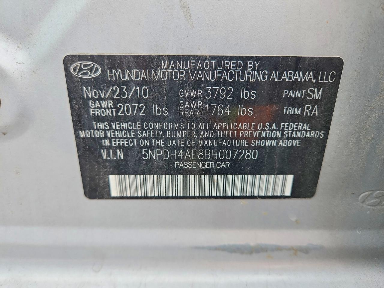 2011 Hyundai Elantra Gls Silver vin: 5NPDH4AE8BH007280