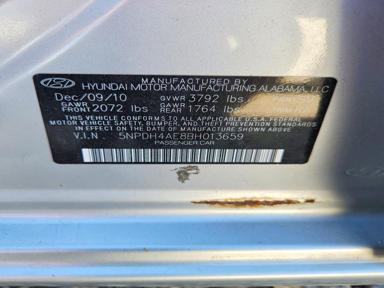 2011 Hyundai Elantra Gls Gray vin: 5NPDH4AE8BH013659