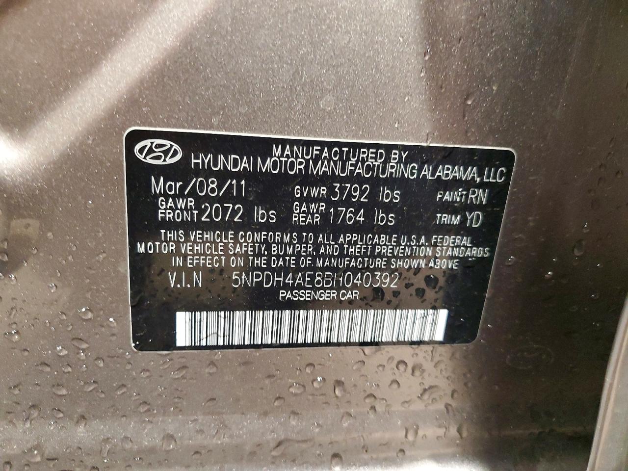 2011 Hyundai Elantra Gls Silver vin: 5NPDH4AE8BH040392