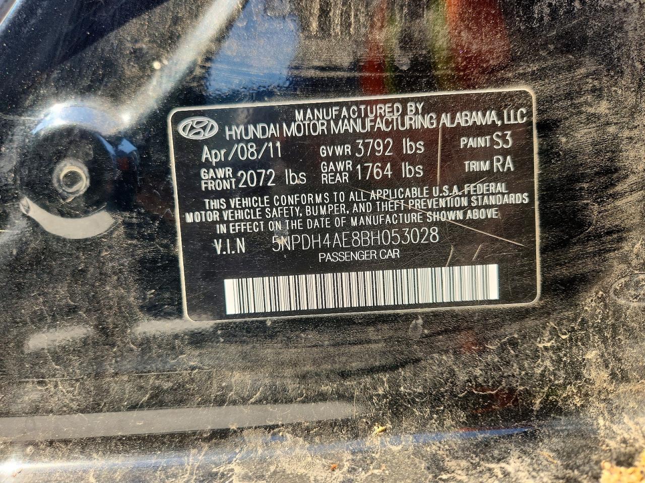 2011 Hyundai Elantra Gls Черный vin: 5NPDH4AE8BH053028