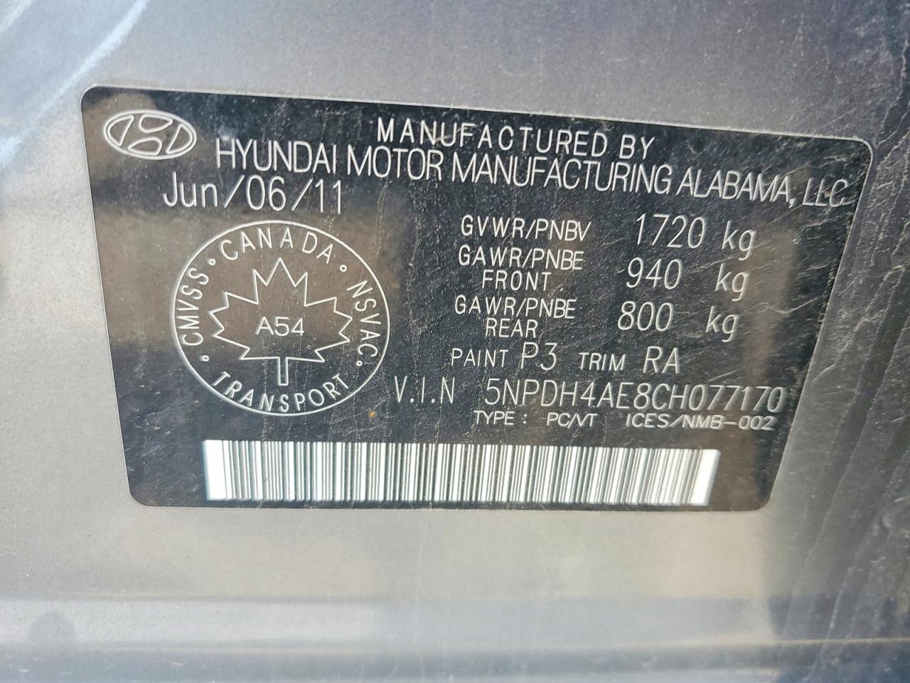 2012 Hyundai Elantra Gray vin: 5NPDH4AE8CH077170