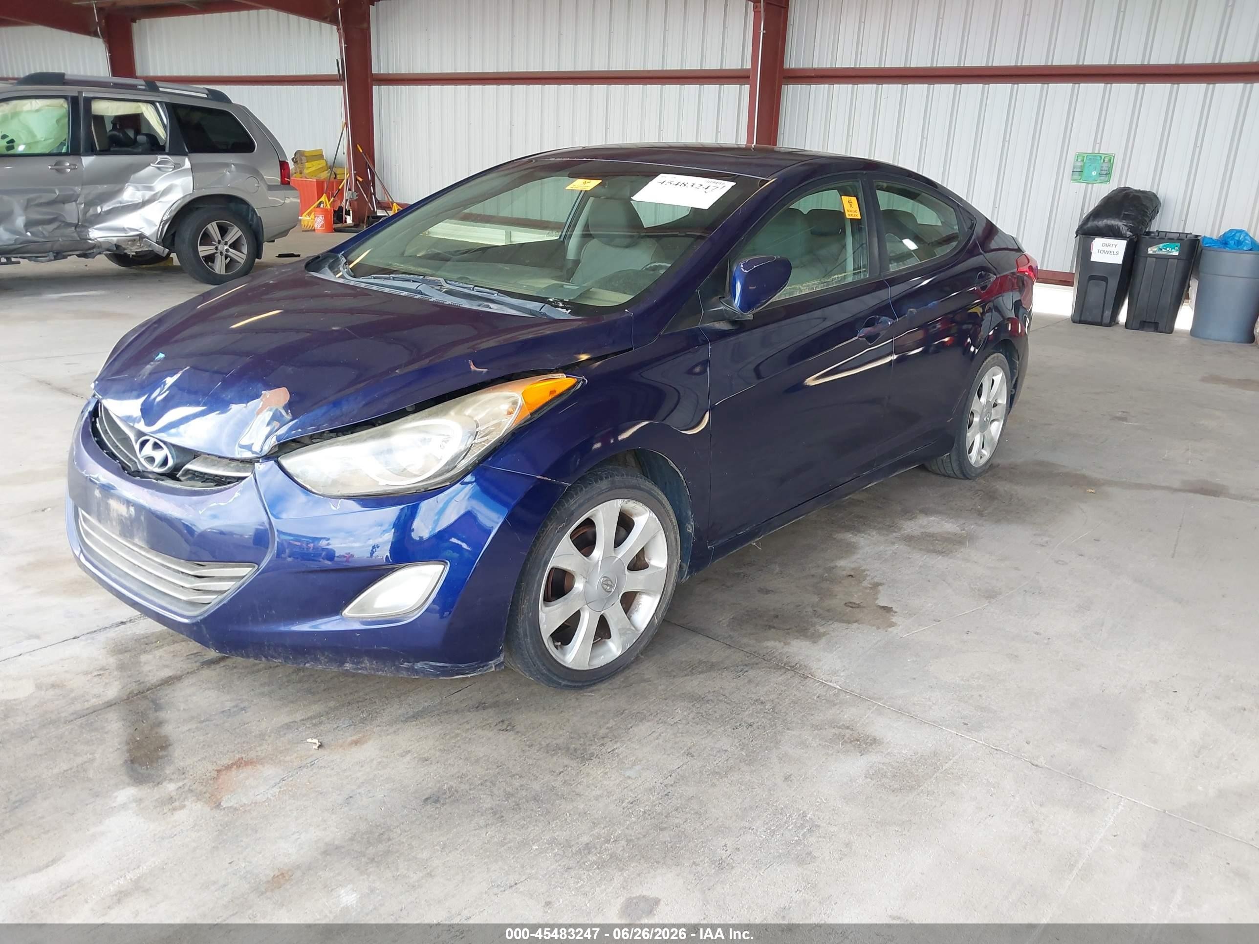2012 Hyundai Elantra Limited Blue vin: 5NPDH4AE8CH083809