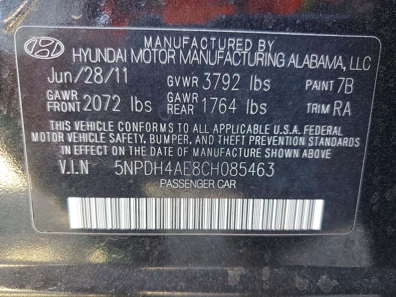 2012 Hyundai Elantra Gls Black vin: 5NPDH4AE8CH085463