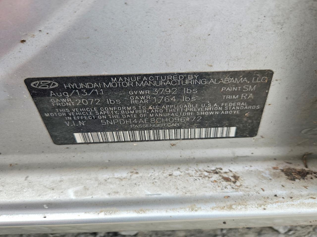 2012 Hyundai Elantra Серый vin: 5NPDH4AE8CH096172