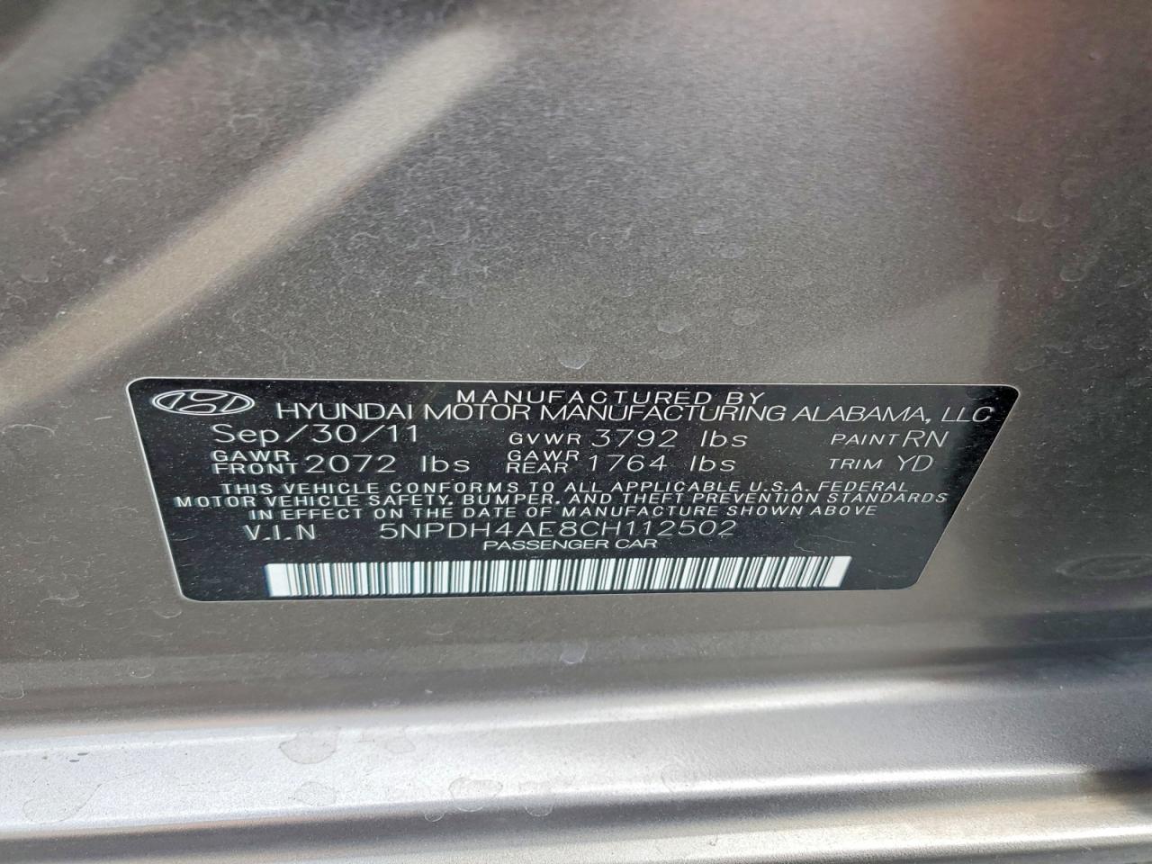 2012 Hyundai Elantra Gls Silver vin: 5NPDH4AE8CH112502