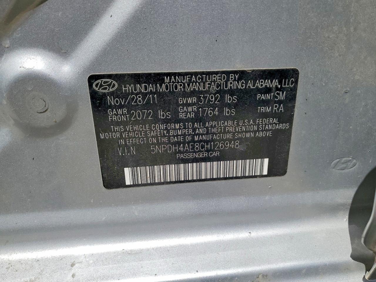 2012 Hyundai Elantra Gls Silver vin: 5NPDH4AE8CH126948