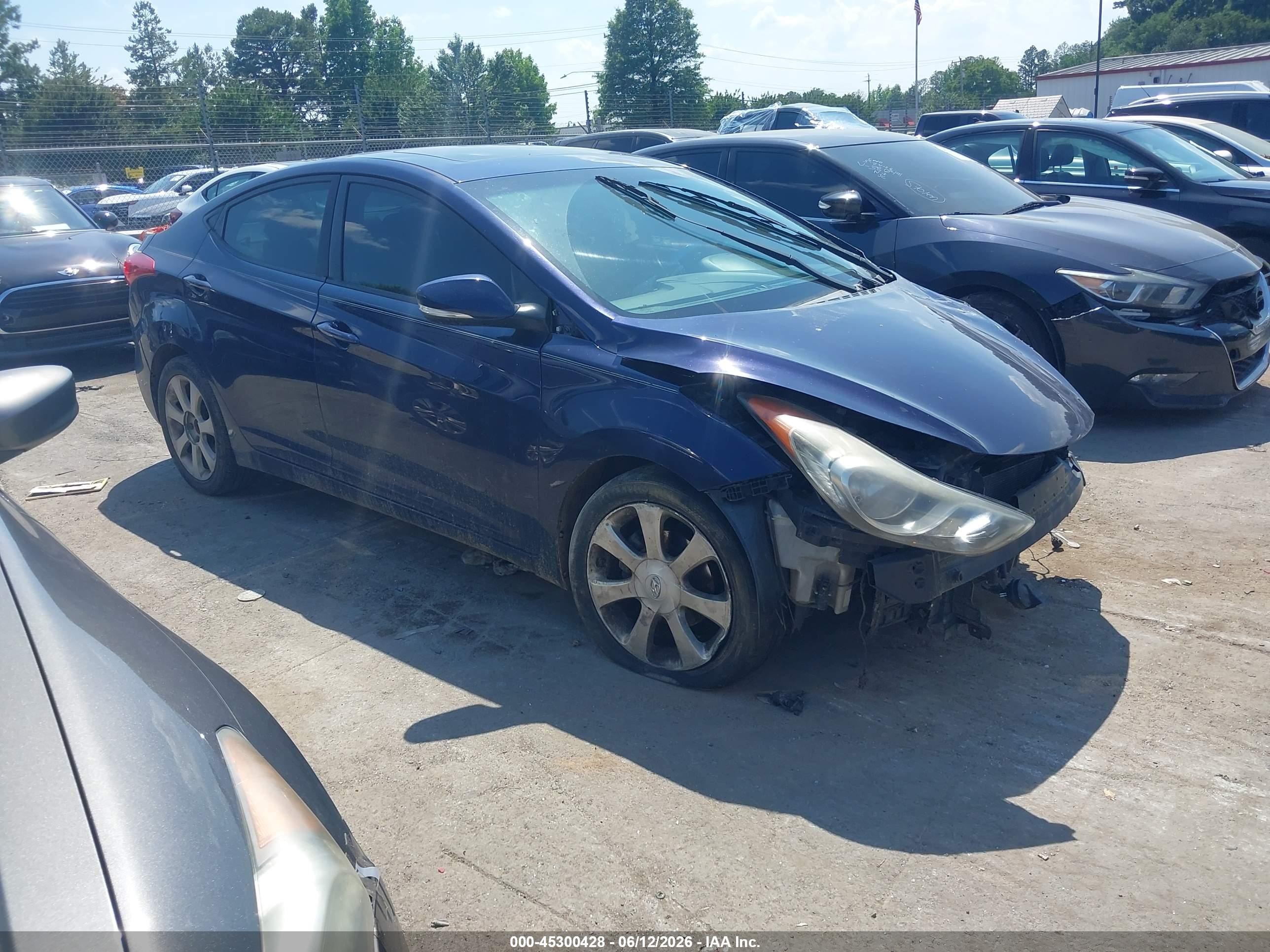 2012 Hyundai Elantra Limited Синий vin: 5NPDH4AE8CH138209