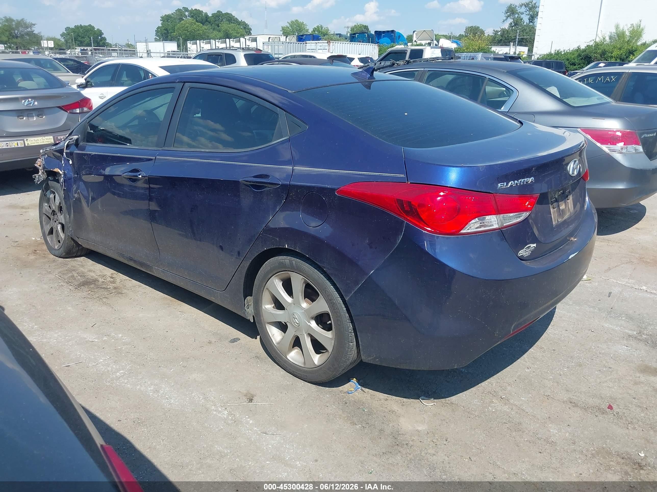 2012 Hyundai Elantra Limited Синий vin: 5NPDH4AE8CH138209