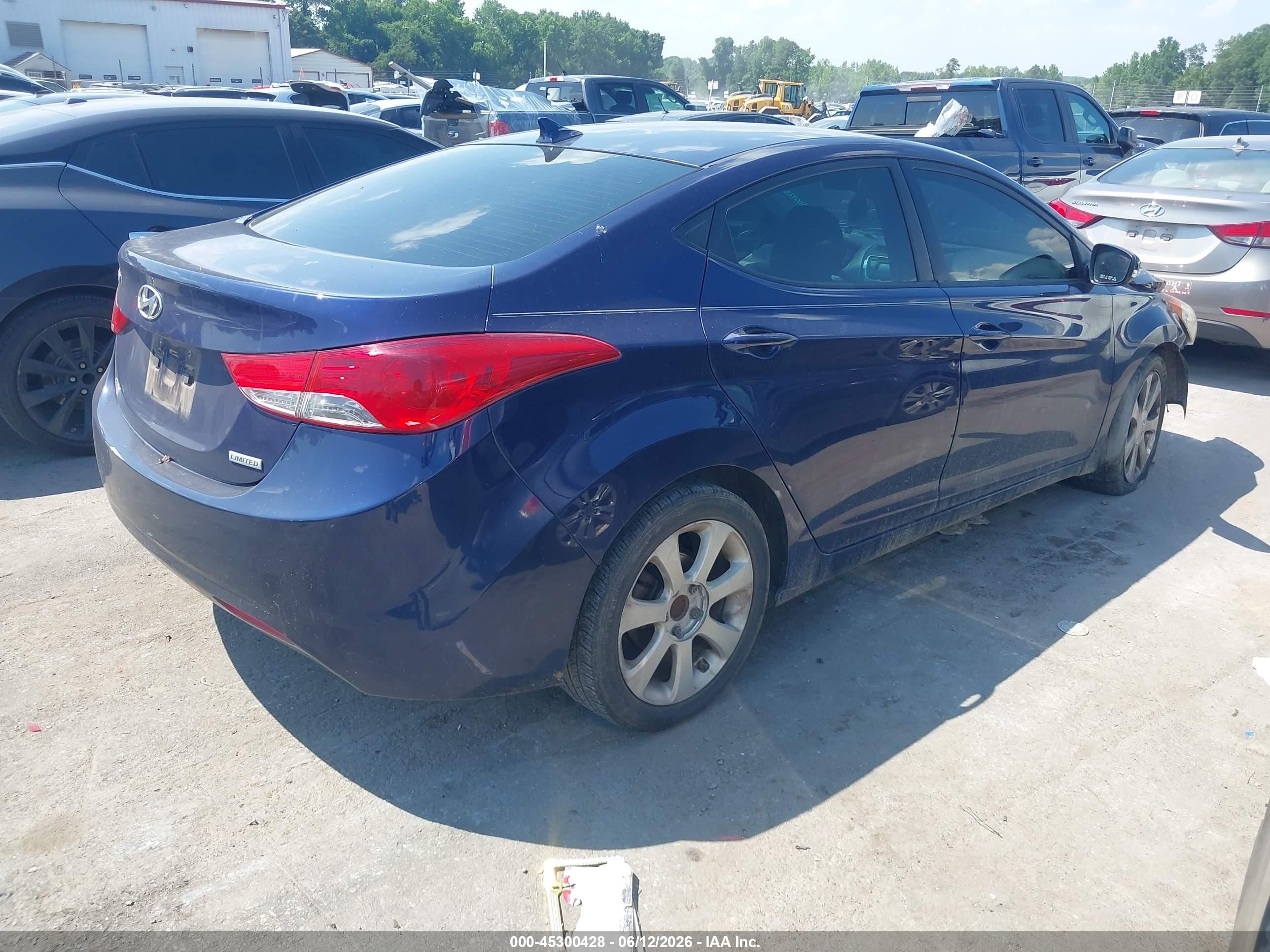 2012 Hyundai Elantra Limited Синий vin: 5NPDH4AE8CH138209