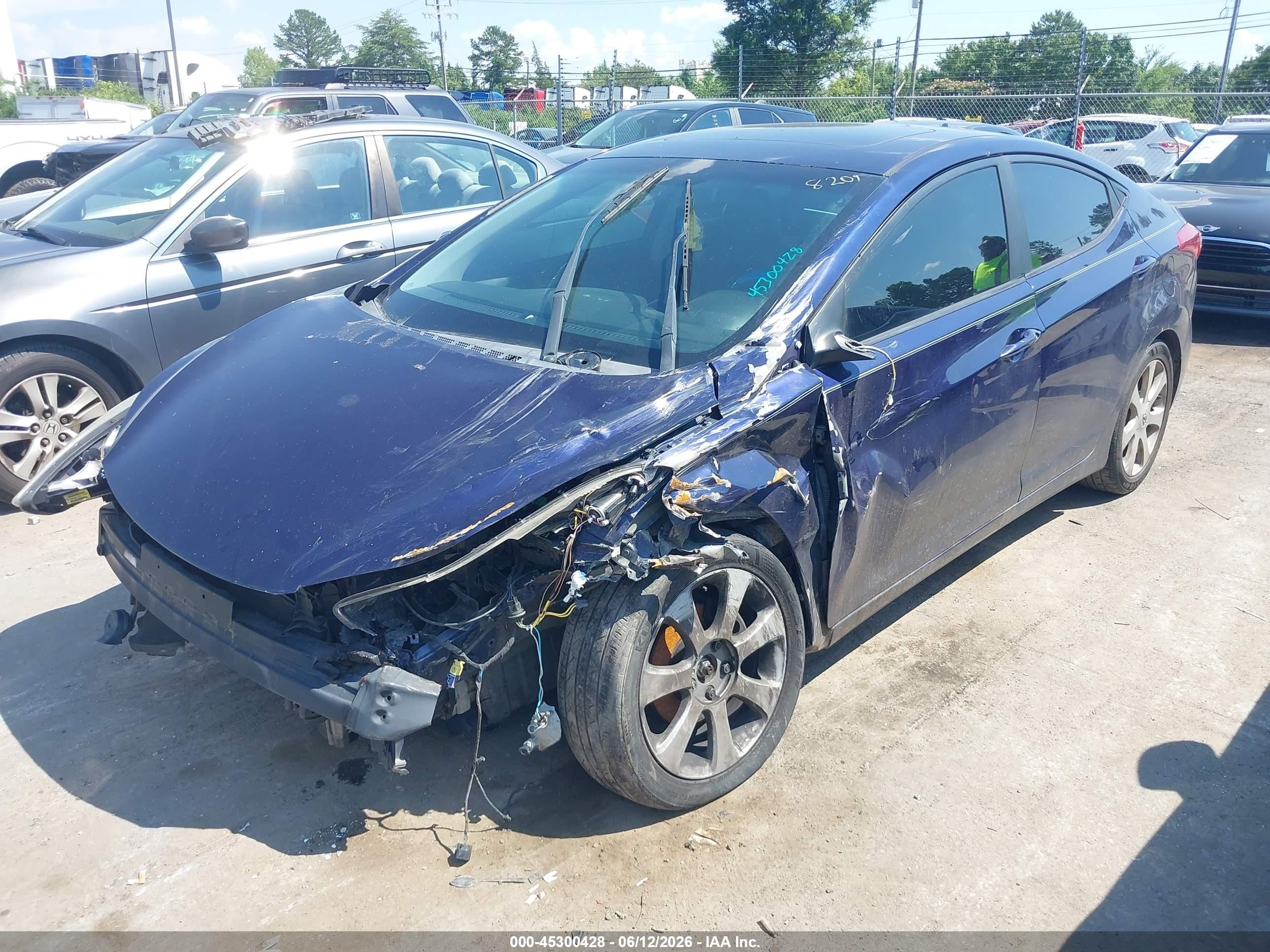 2012 Hyundai Elantra Limited Синий vin: 5NPDH4AE8CH138209