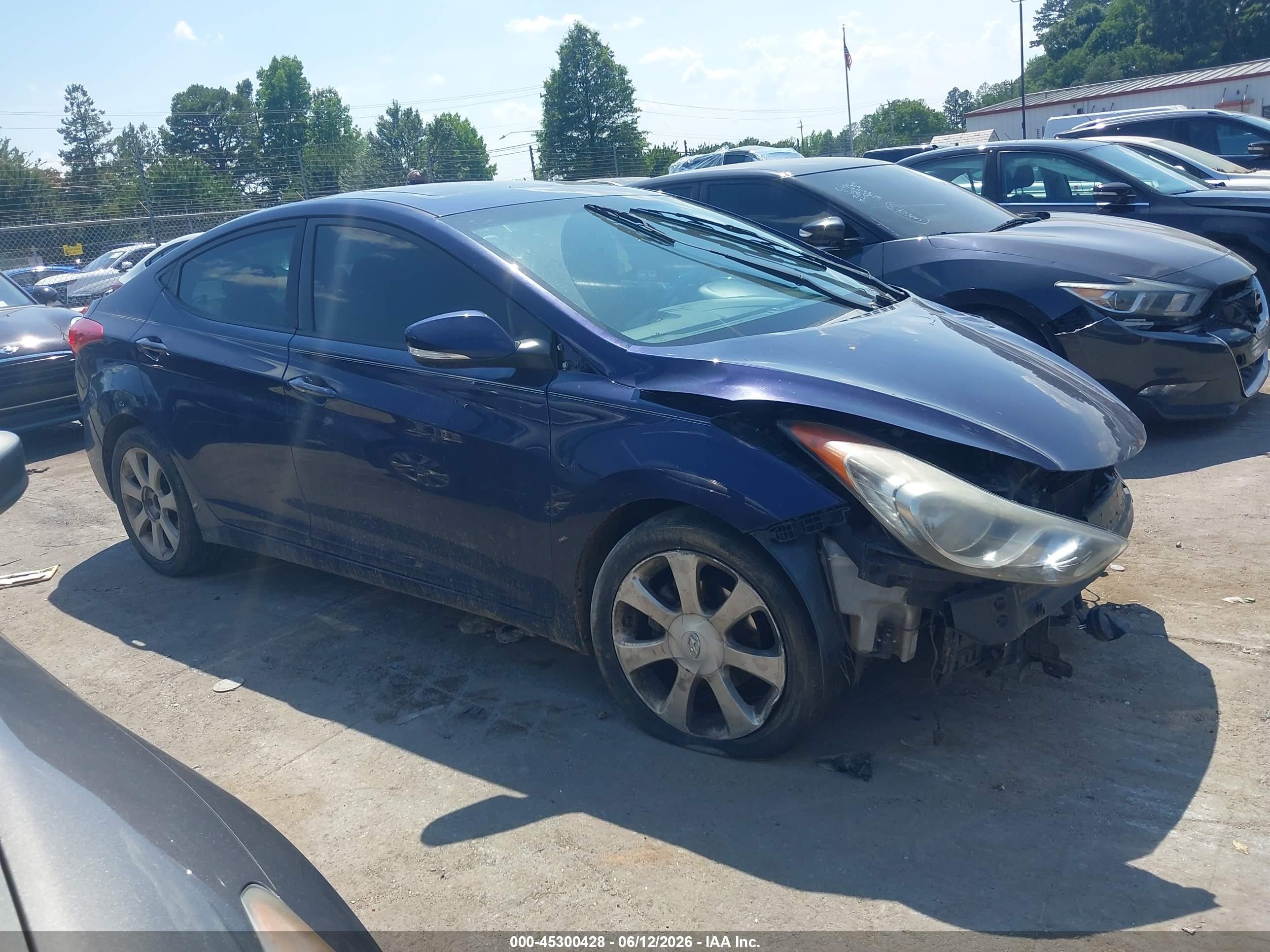 2012 Hyundai Elantra Limited Синий vin: 5NPDH4AE8CH138209