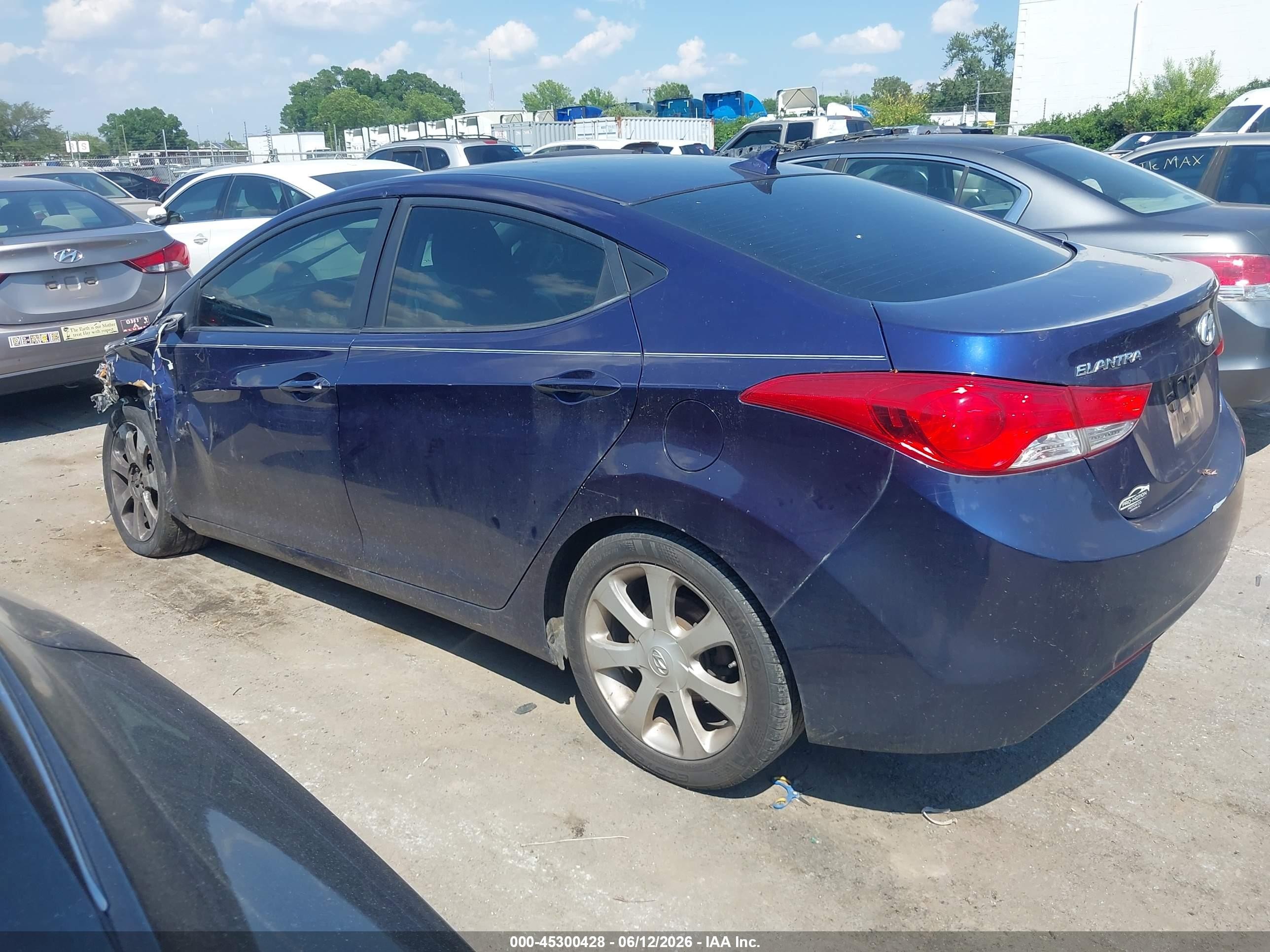 2012 Hyundai Elantra Limited Синий vin: 5NPDH4AE8CH138209