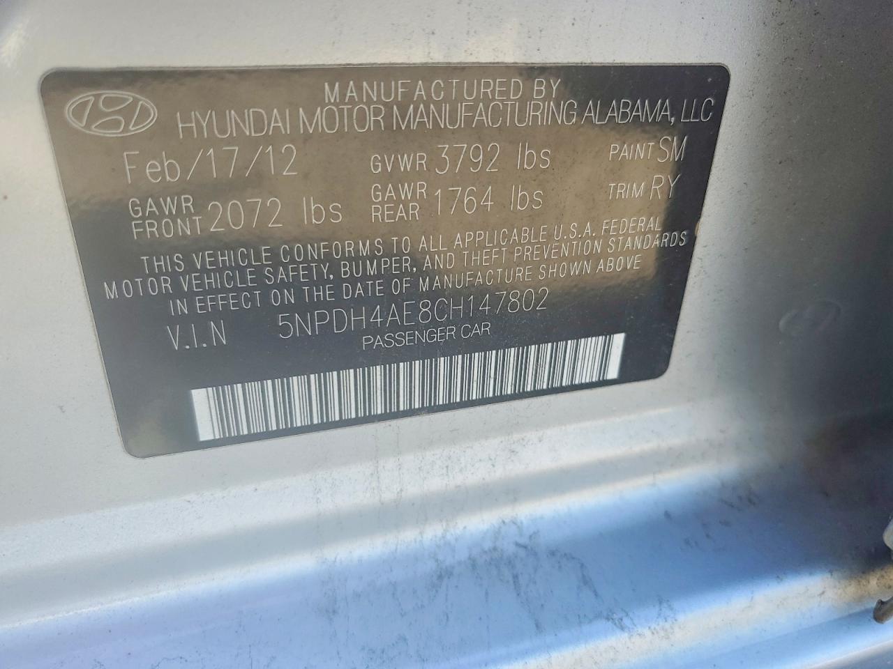 2012 Hyundai Elantra Limited Silver vin: 5NPDH4AE8CH147802
