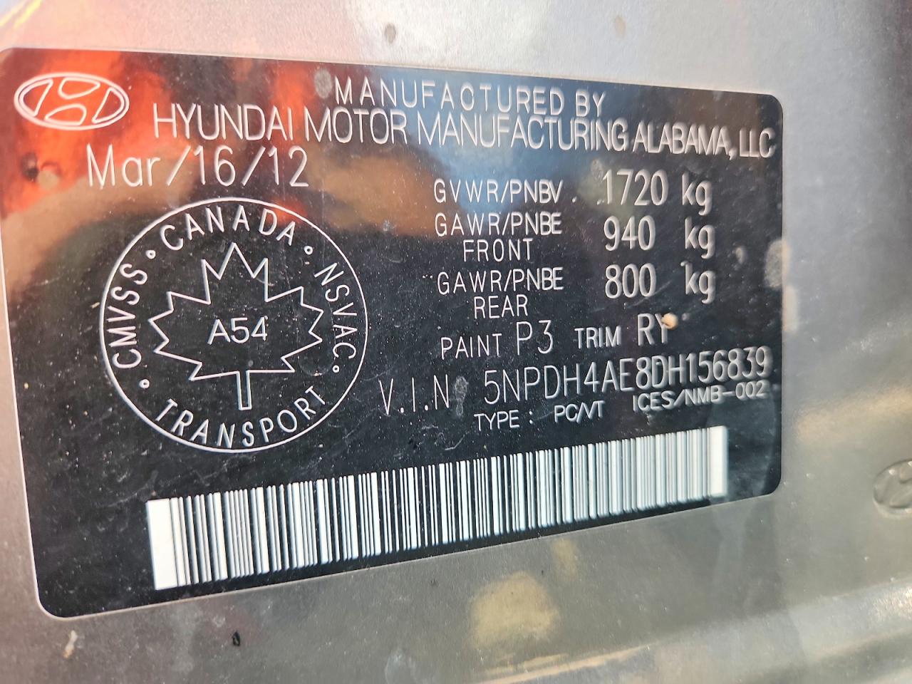 2013 Hyundai Elantra Gls Gray vin: 5NPDH4AE8DH156839