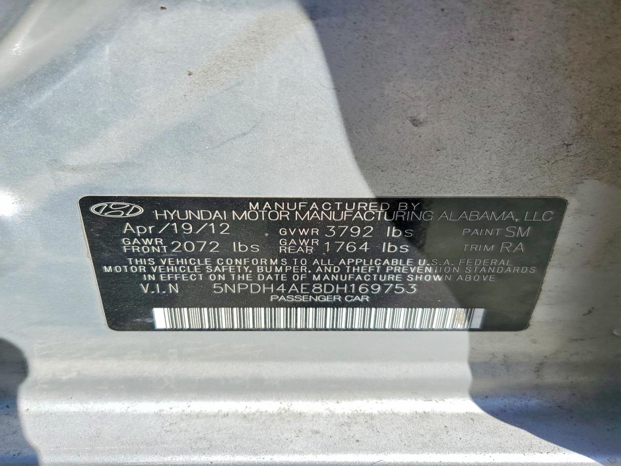 2013 Hyundai Elantra Gls Silver vin: 5NPDH4AE8DH169753