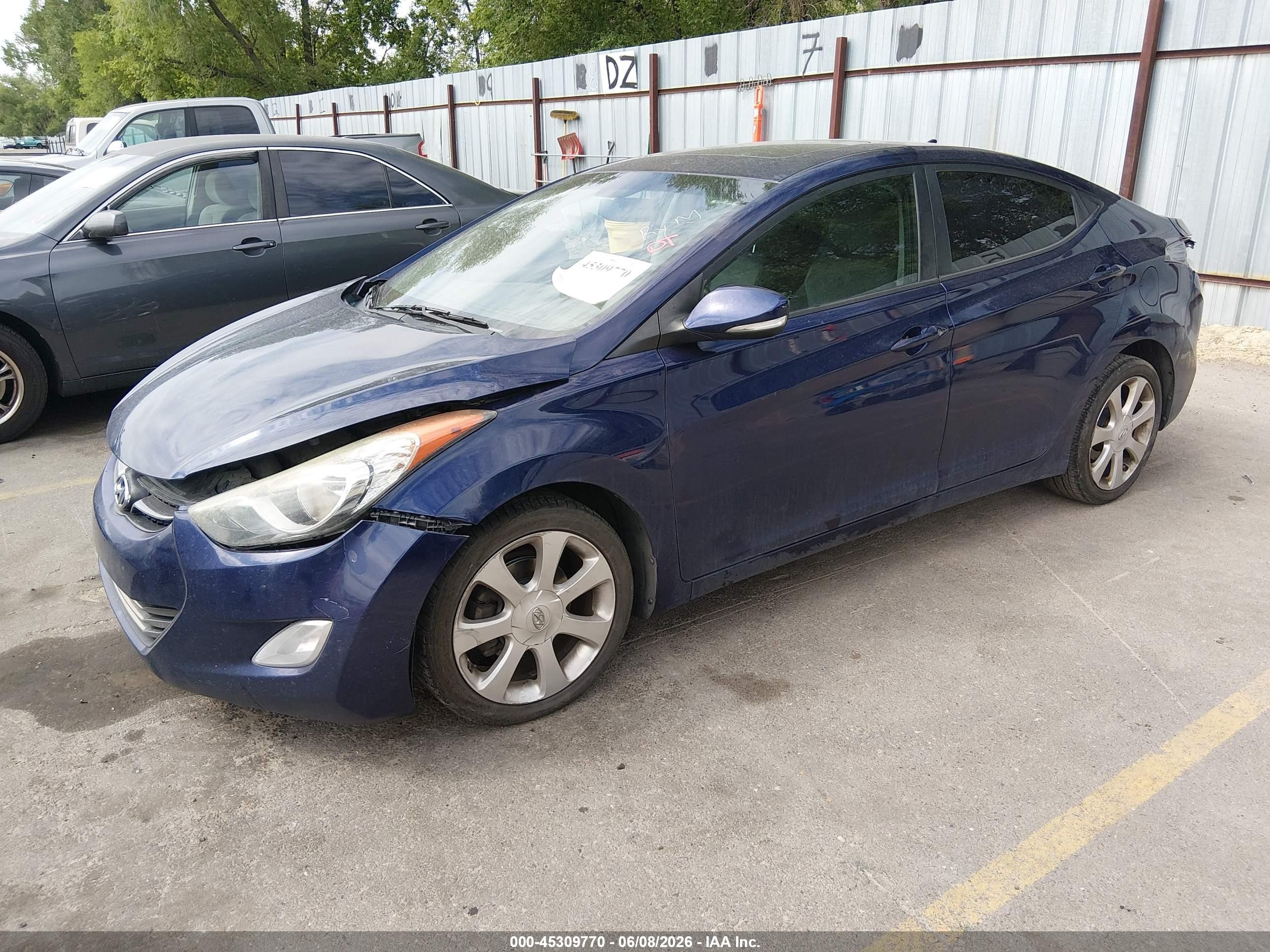 2013 Hyundai Elantra Limited Blue vin: 5NPDH4AE8DH179957