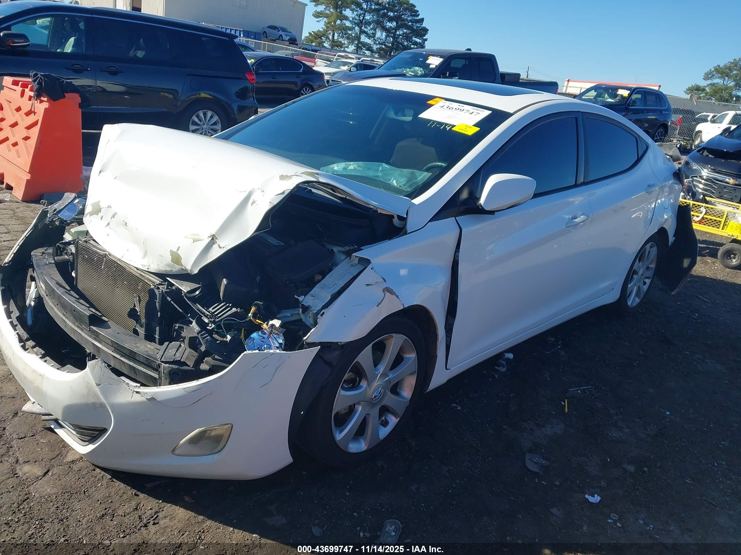 2013 Hyundai Elantra Limited White vin: 5NPDH4AE8DH184415