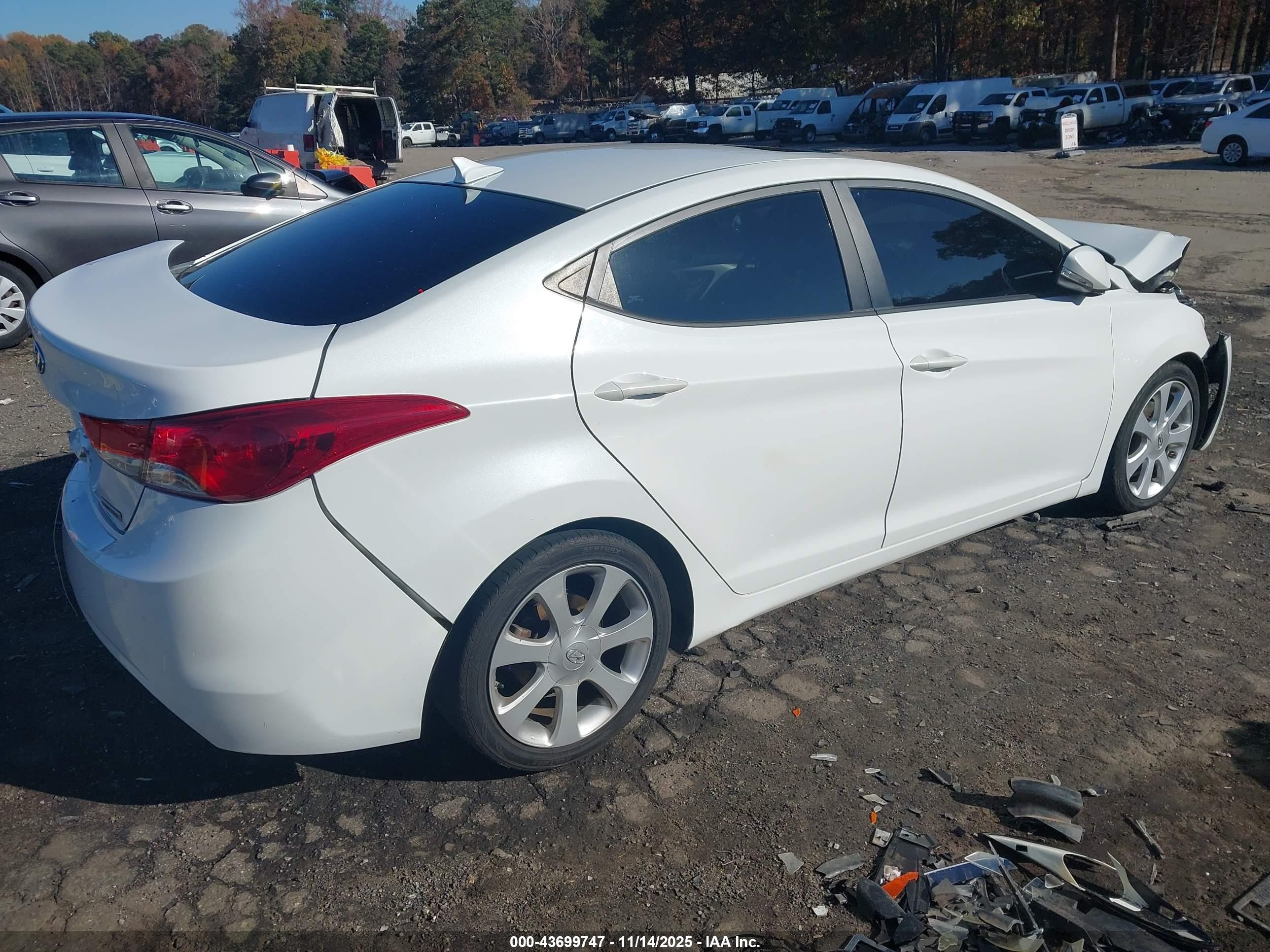 2013 Hyundai Elantra Limited White vin: 5NPDH4AE8DH184415