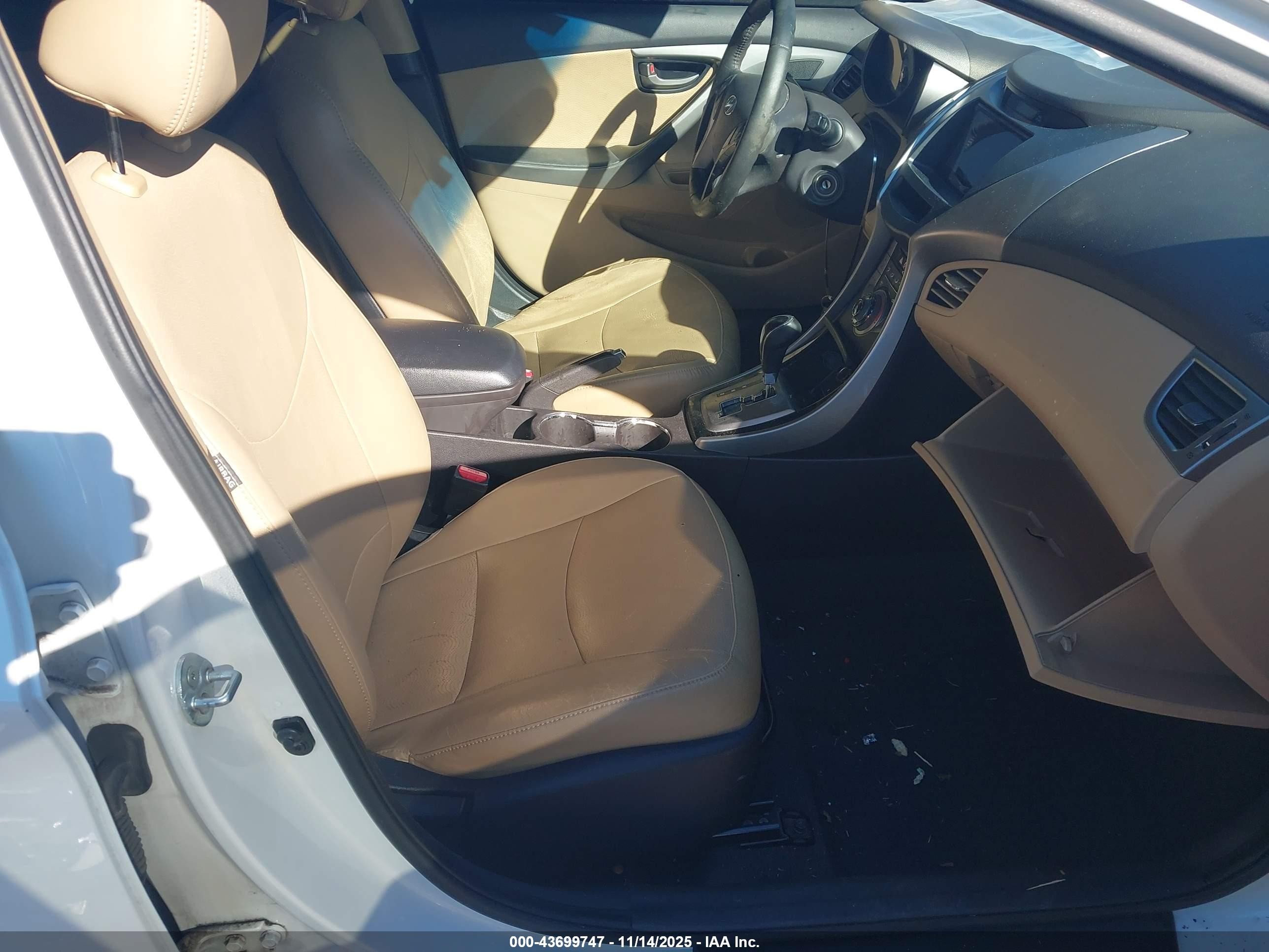2013 Hyundai Elantra Limited White vin: 5NPDH4AE8DH184415