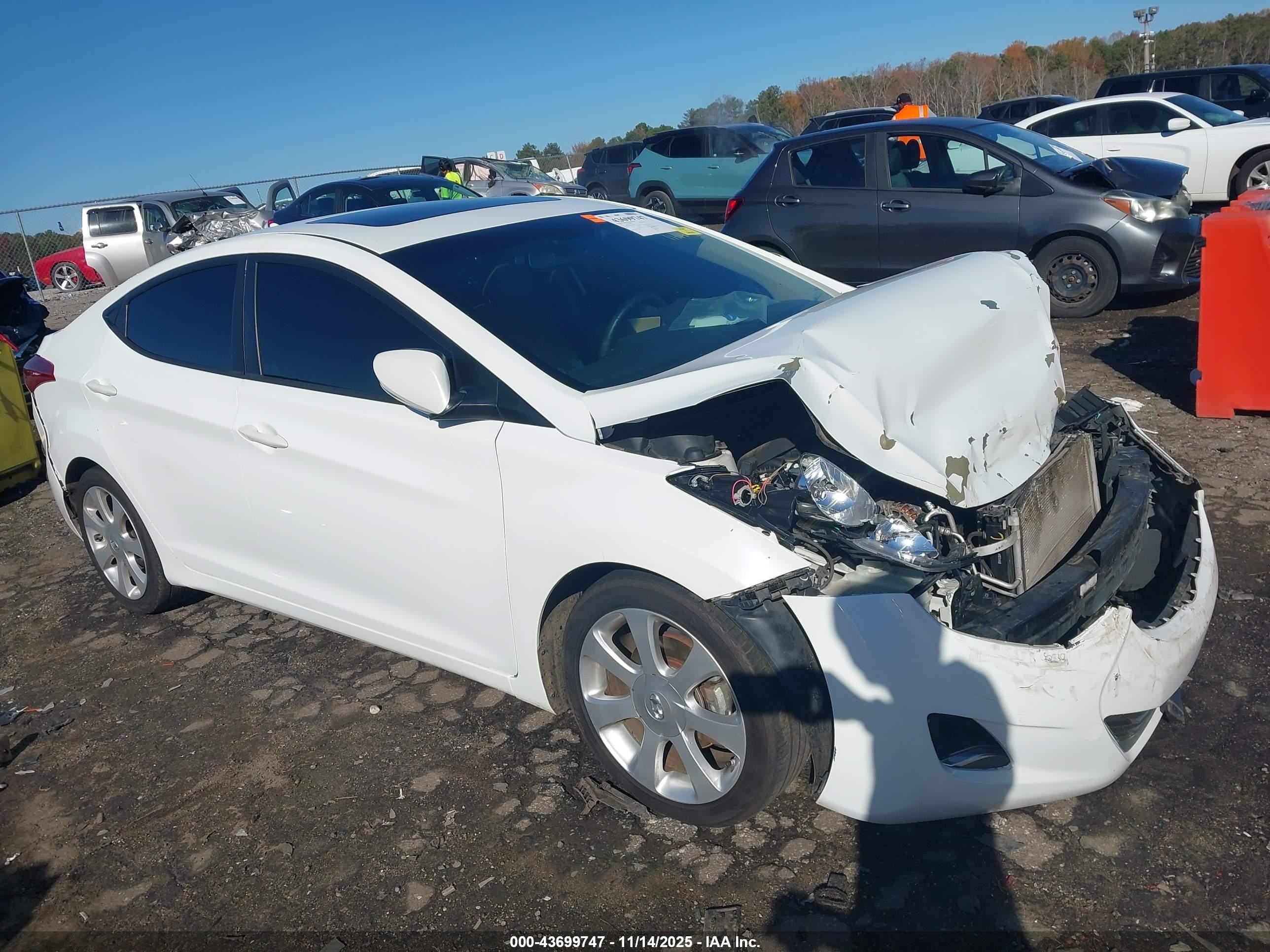 2013 Hyundai Elantra Limited White vin: 5NPDH4AE8DH184415