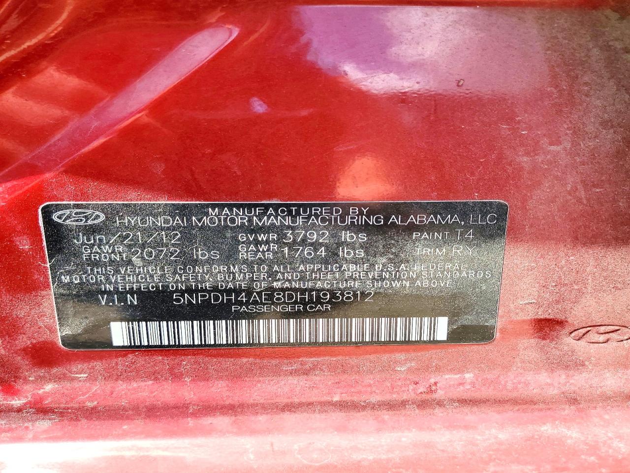 2013 Hyundai Elantra Limited Maroon vin: 5NPDH4AE8DH193812