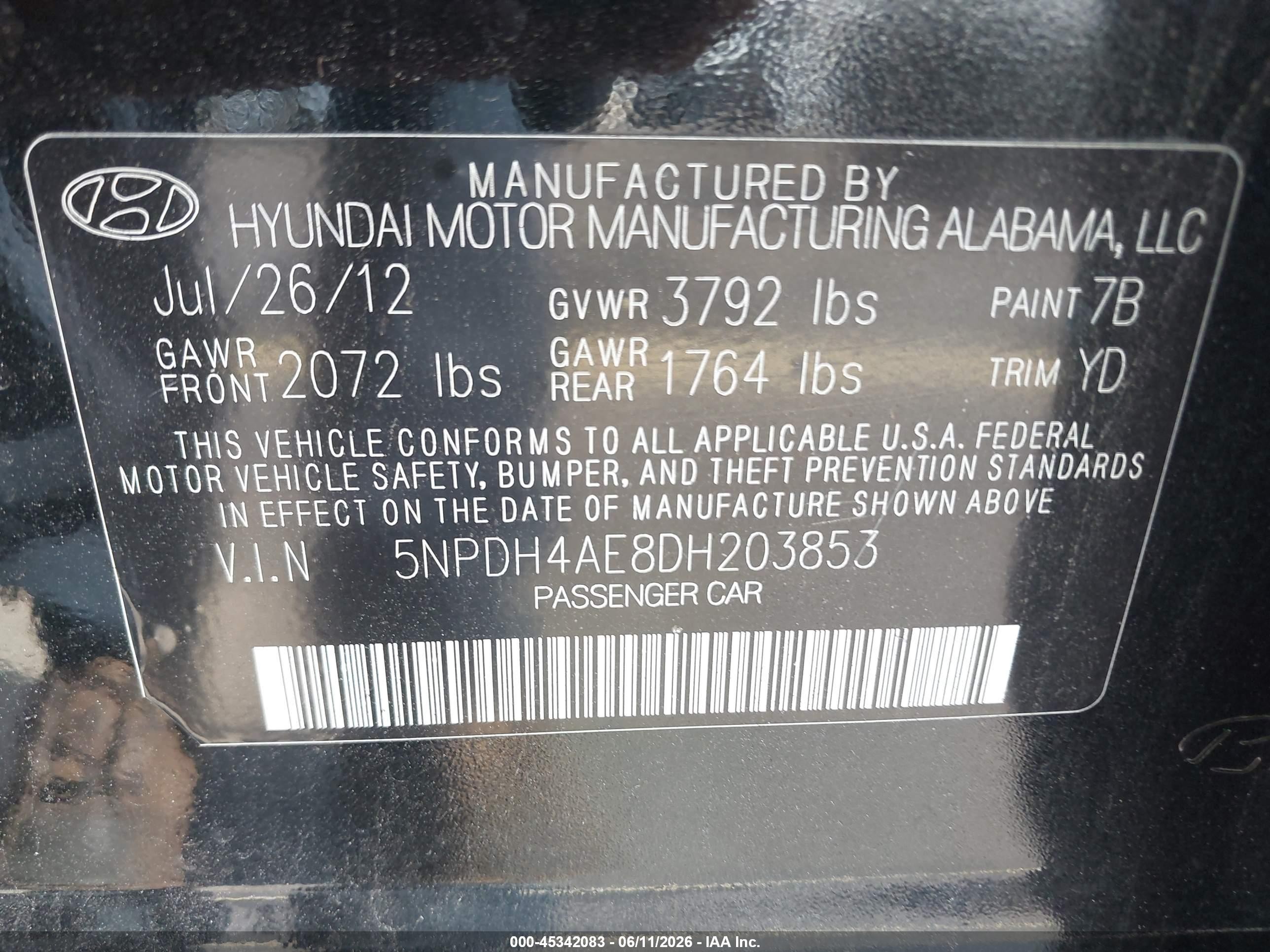 2013 Hyundai Elantra Gls Black vin: 5NPDH4AE8DH203853