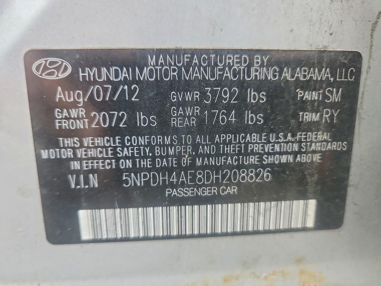 2013 Hyundai Elantra Limited Silver vin: 5NPDH4AE8DH208826