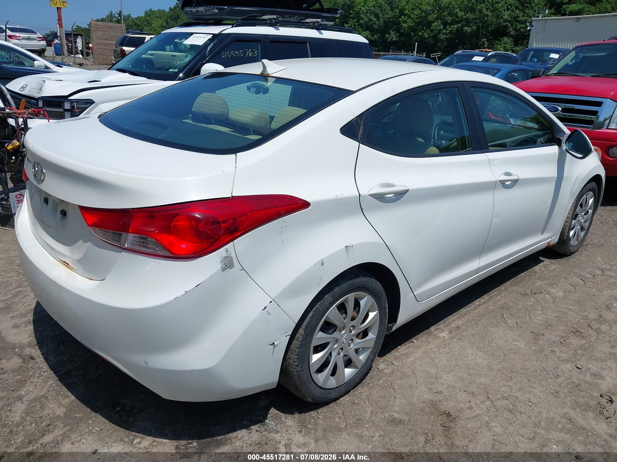 2013 Hyundai Elantra Gls White vin: 5NPDH4AE8DH211838