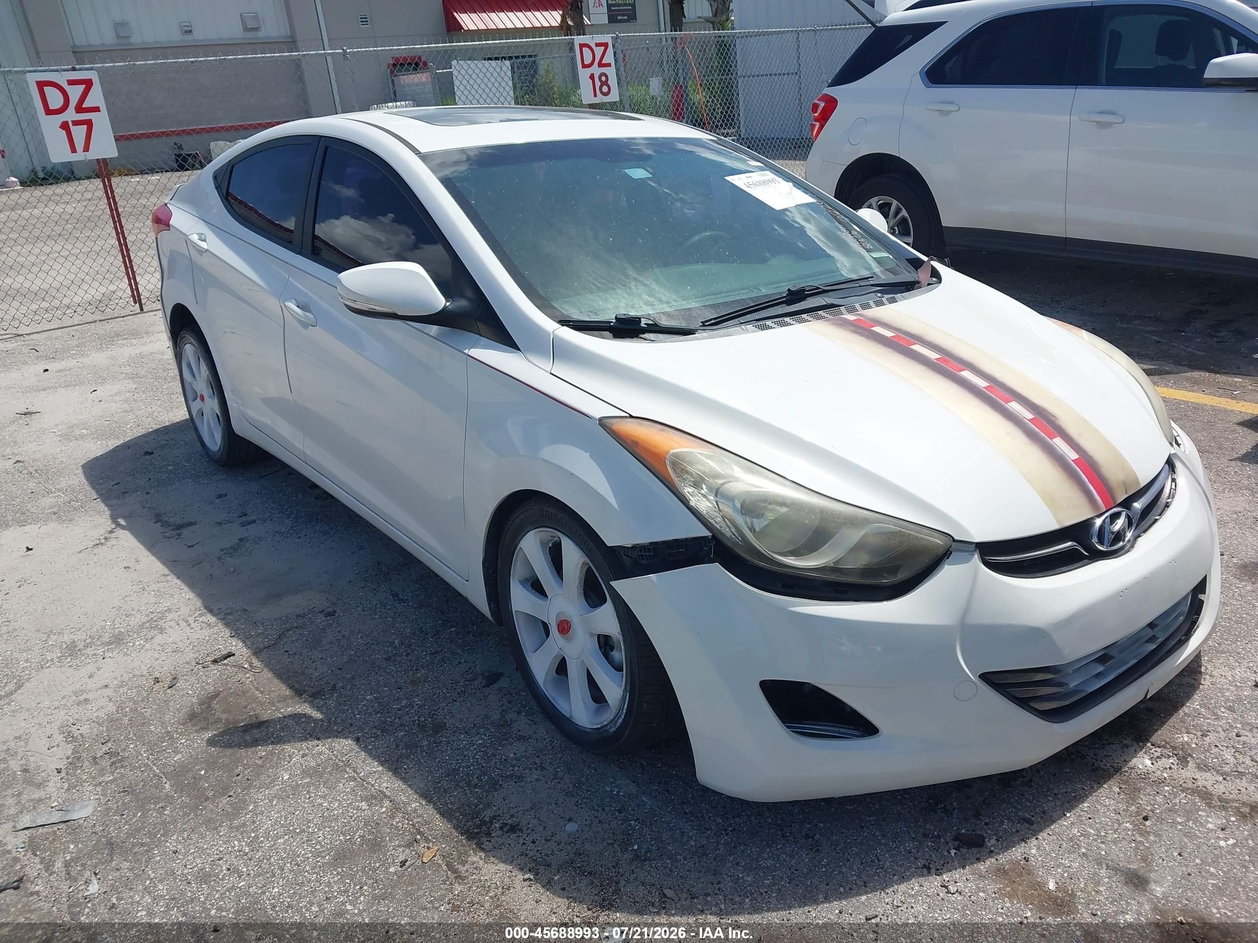 2013 Hyundai Elantra Limited White vin: 5NPDH4AE8DH222077