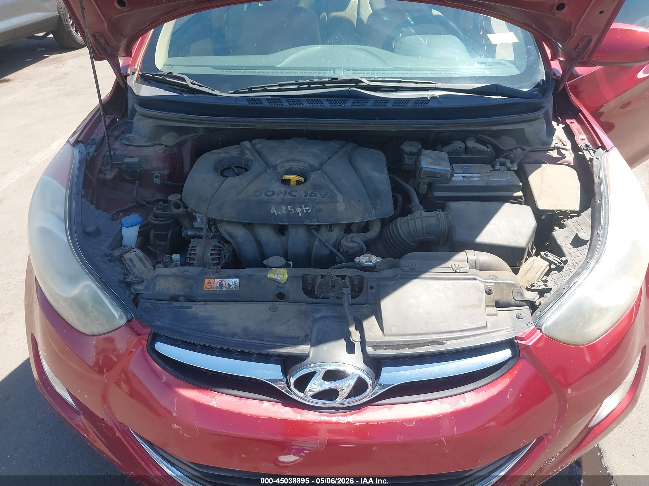 2013 Hyundai Elantra Gls Red vin: 5NPDH4AE8DH241616