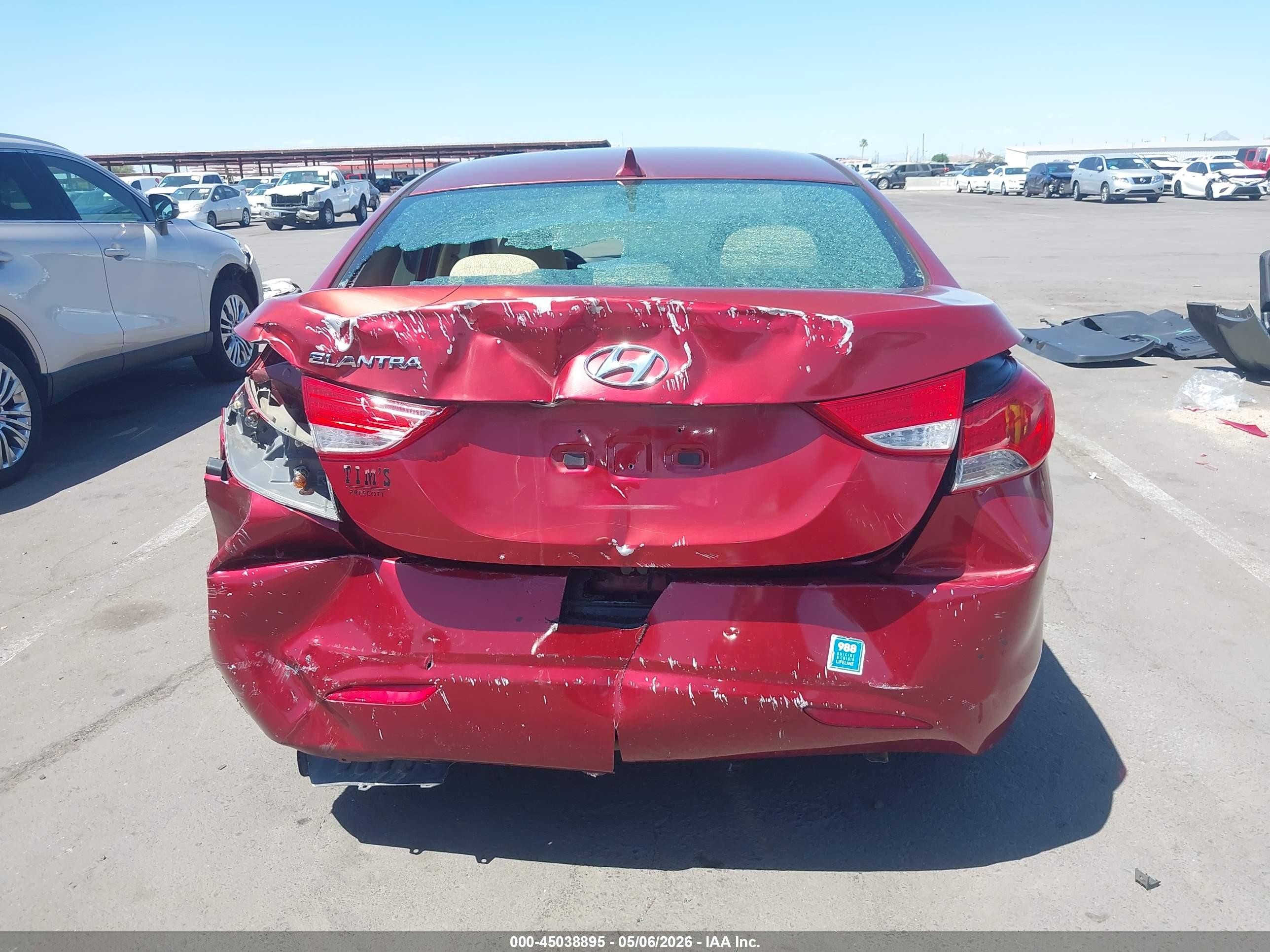2013 Hyundai Elantra Gls Red vin: 5NPDH4AE8DH241616