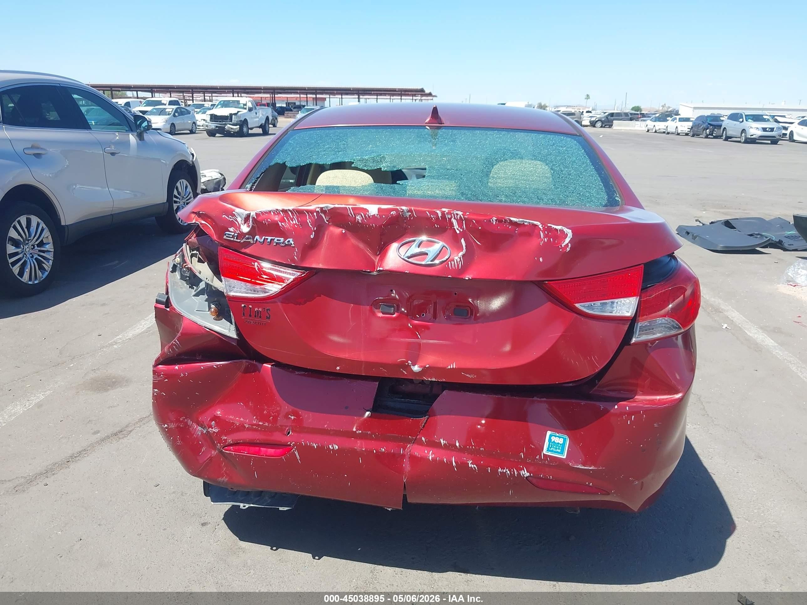 2013 Hyundai Elantra Gls Red vin: 5NPDH4AE8DH241616